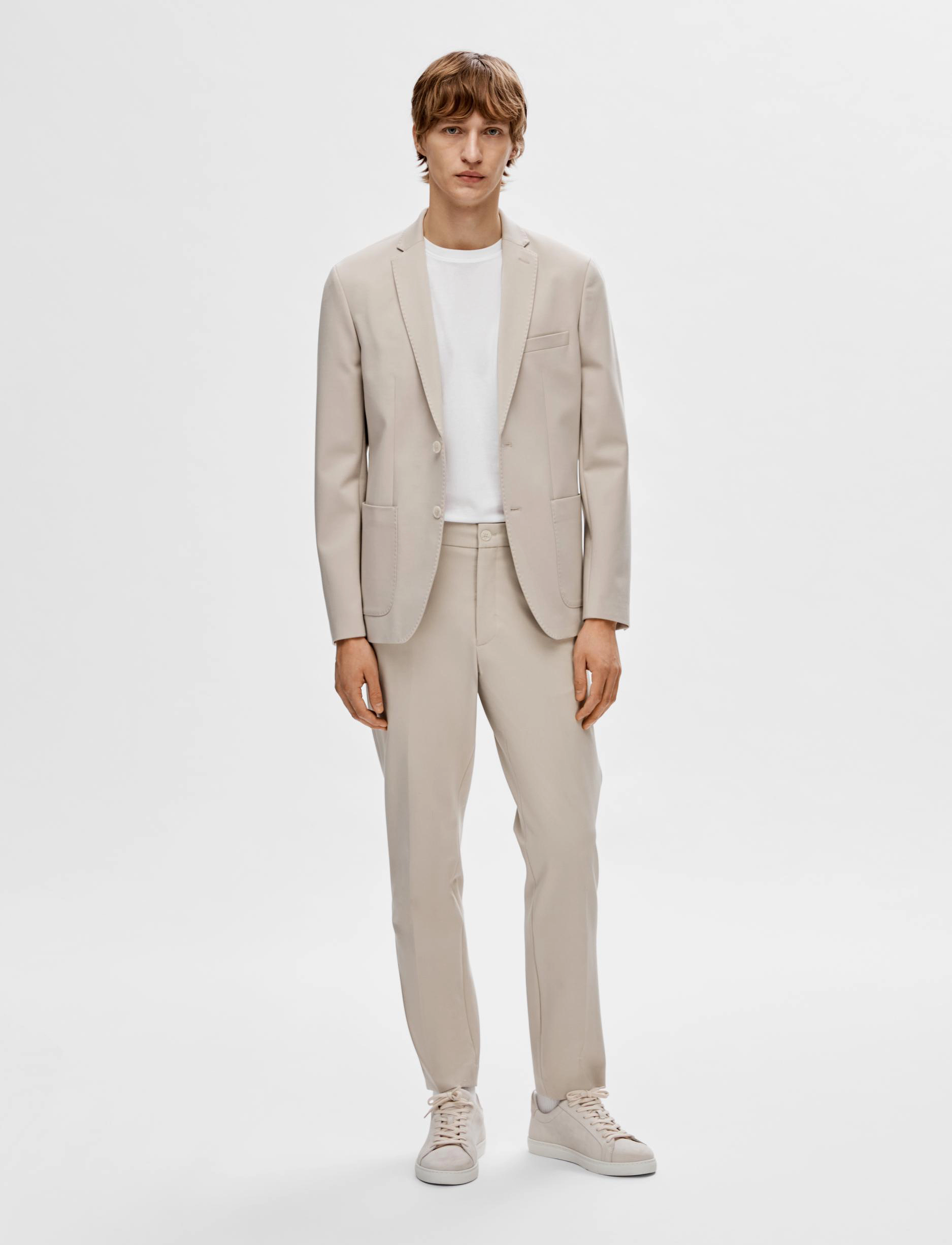 Selected - SLHSLIM-DELON JERSEY BLZ FLEX NOOS - enkeltradede blazere - oatmeal - 5