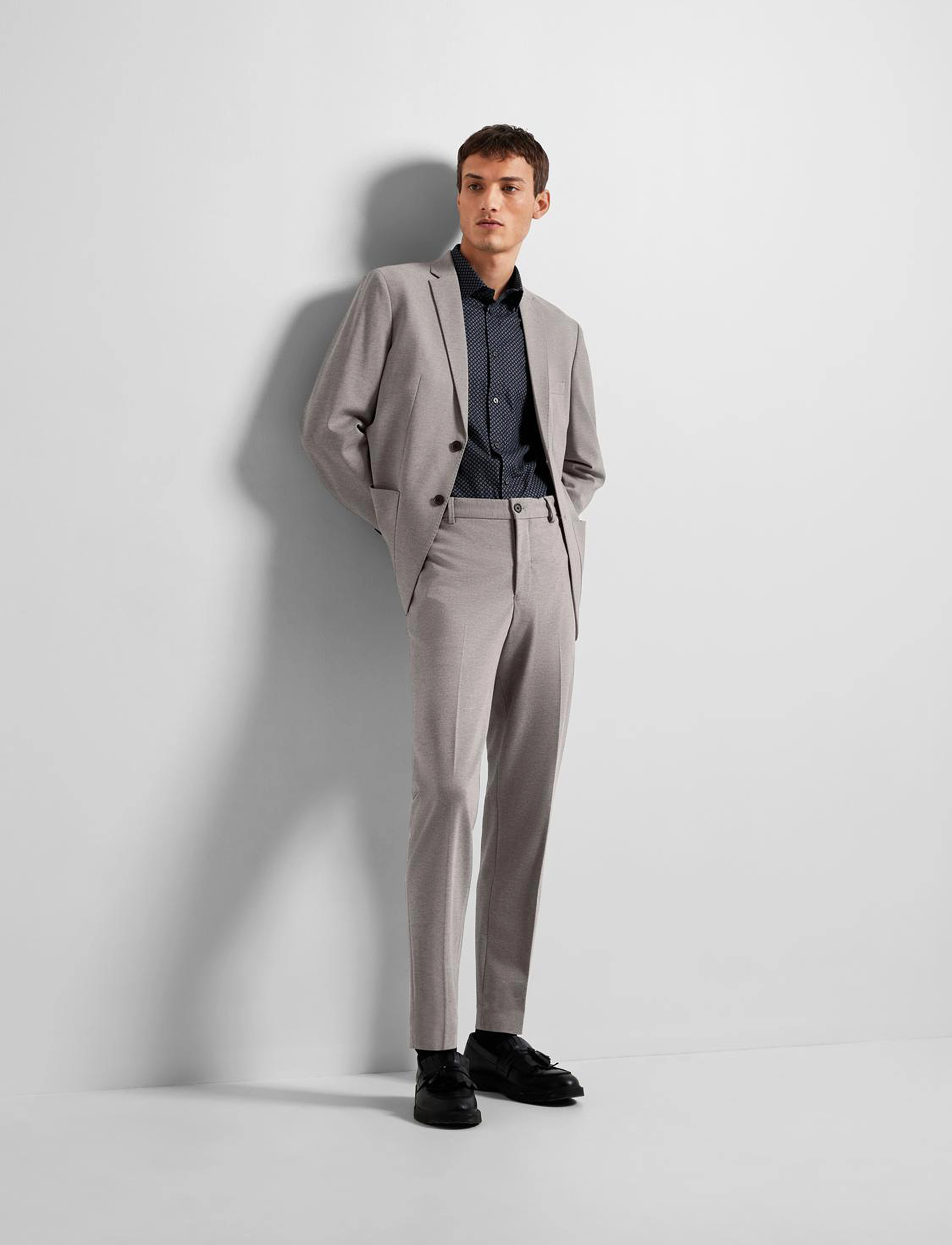 Selected - SLHSLIM-DELON JERSEY TRS FLEX NOOS - jakkesætsbukser - light grey melange - 4