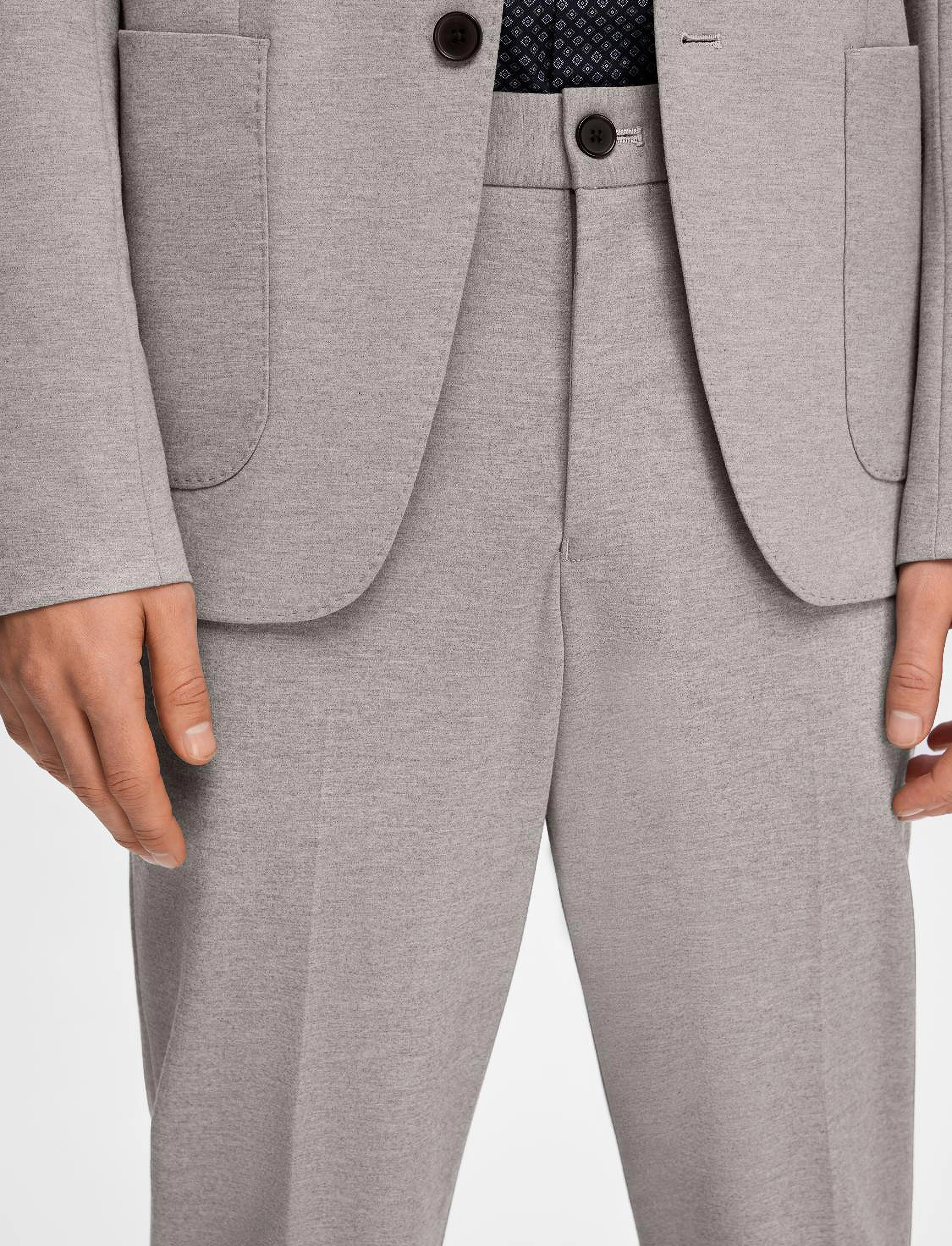 Selected - SLHSLIM-DELON JERSEY TRS FLEX NOOS - jakkesætsbukser - light grey melange - 5