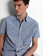 Selected Homme - SLHREG-NEW LINEN SHIRT SS NOOS - kortärmade skjortor - medium blue denim - 3
