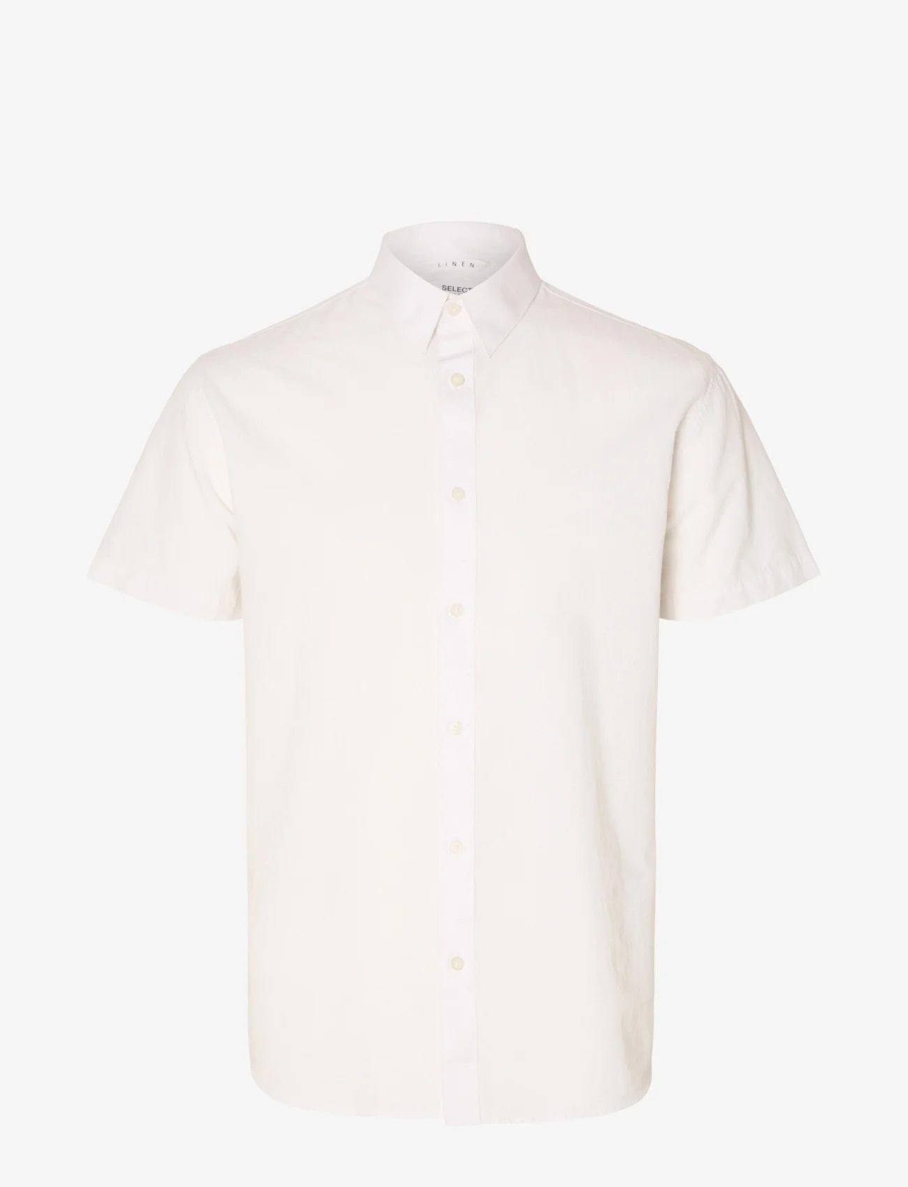 Selected Homme - SLHREG-NEW LINEN SHIRT SS NOOS - kortärmade skjortor - white - 0