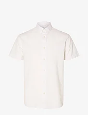 Selected Homme - SLHREG-NEW LINEN SHIRT SS NOOS - kortärmade skjortor - white - 0
