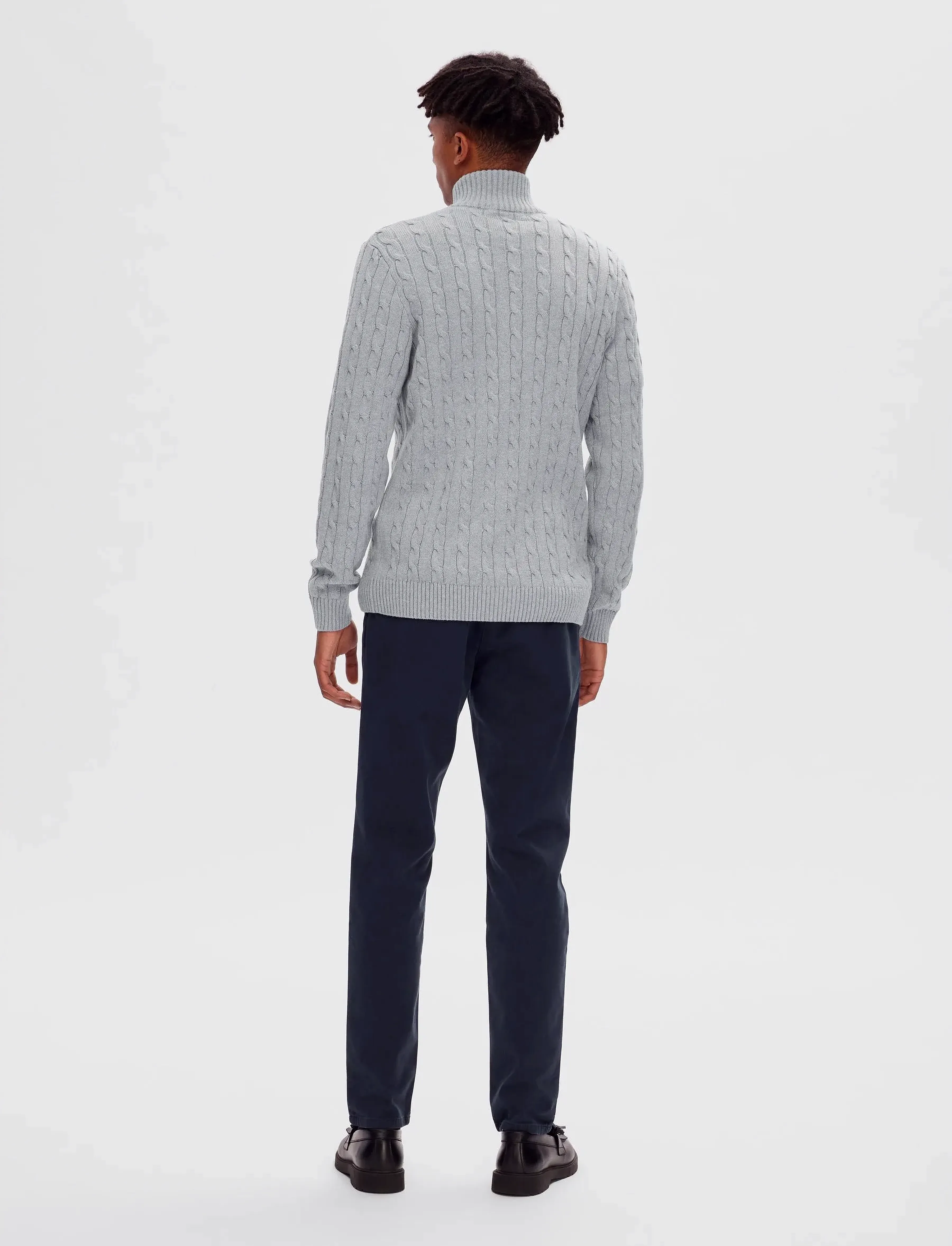 Selected - SLHRYAN STRUCTURE HALF ZIP - mænd - medium grey melange - 2