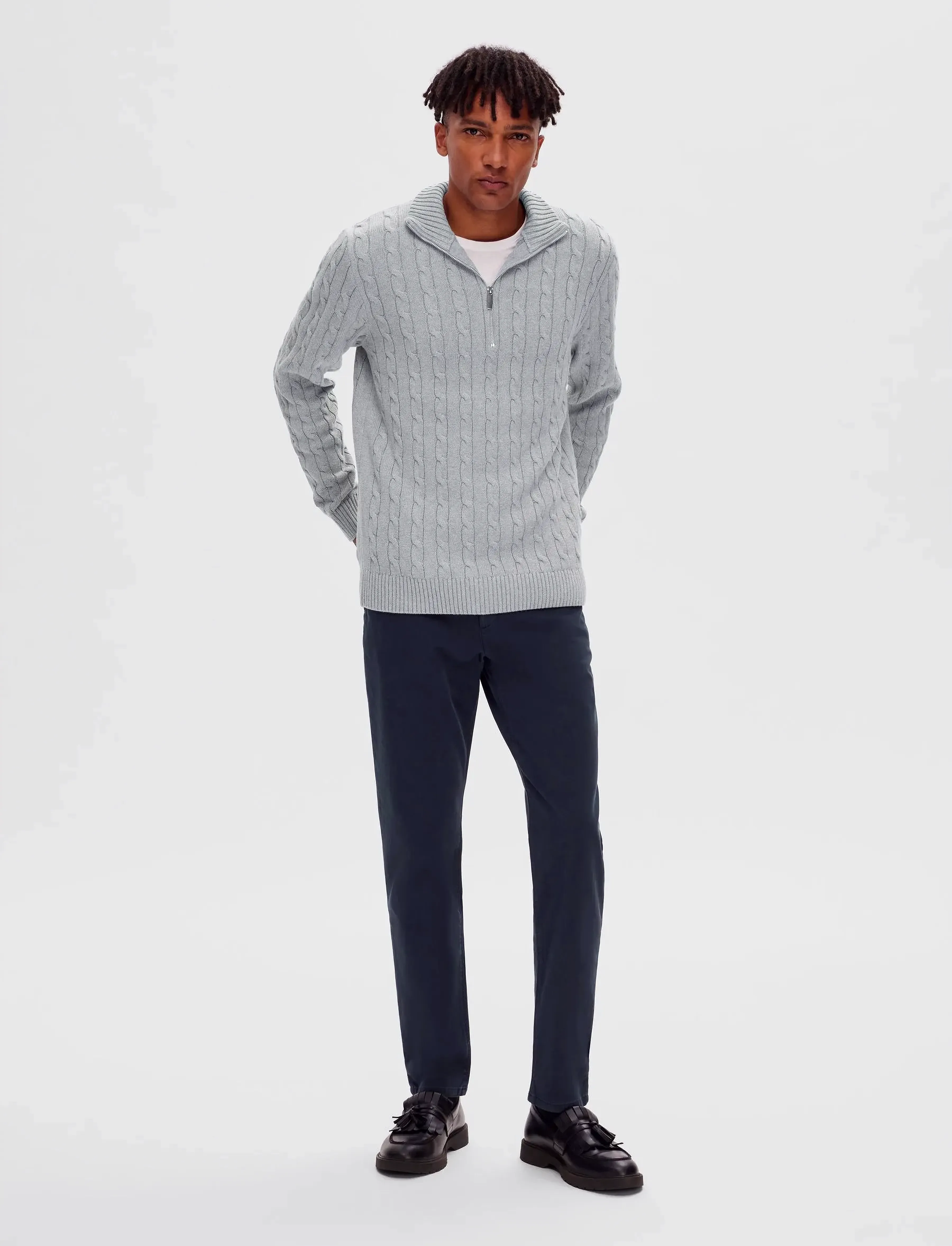 Selected - SLHRYAN STRUCTURE HALF ZIP - mænd - medium grey melange - 3