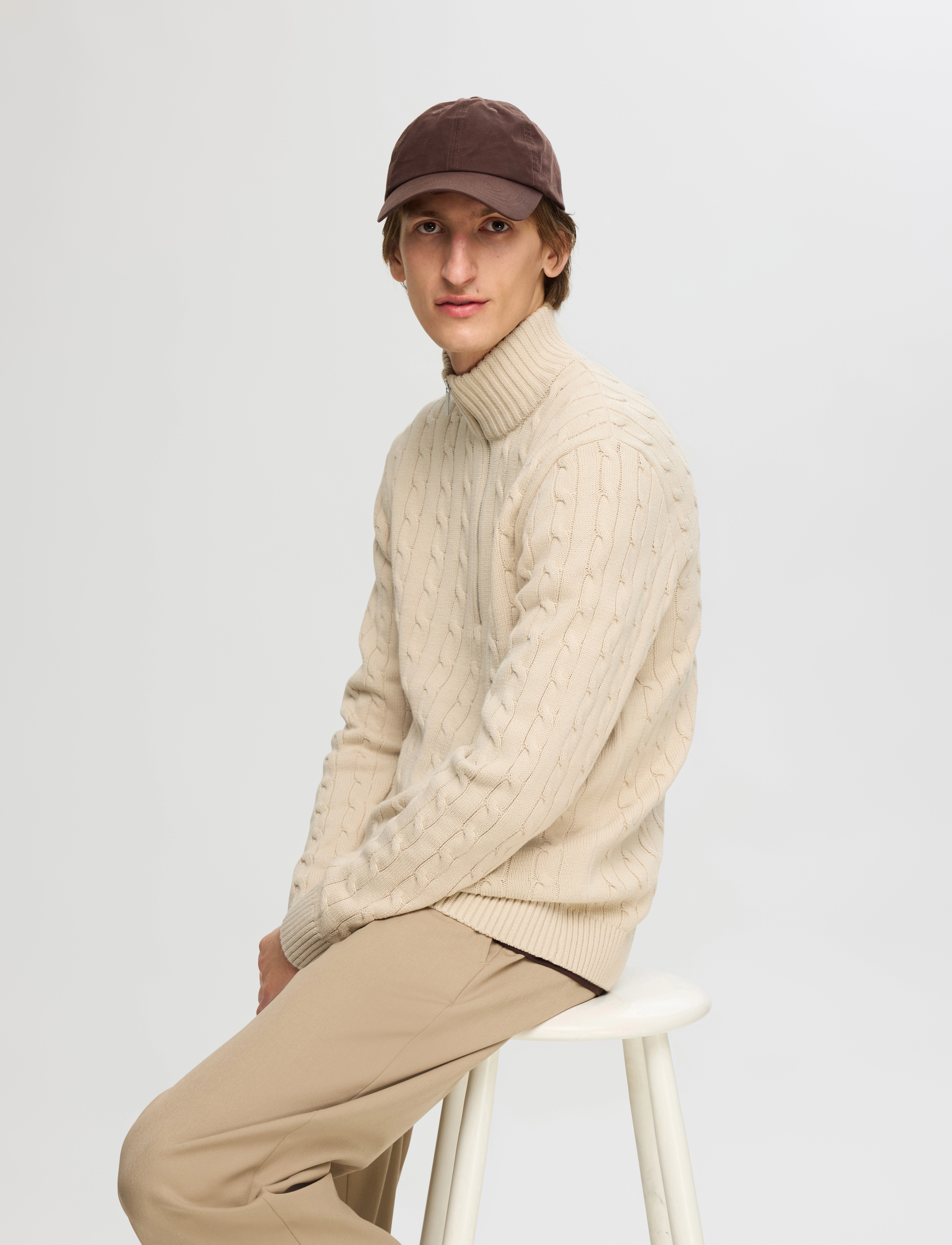 Selected - SLHRYAN STRUCTURE HALF ZIP - miesten - oatmeal - 3
