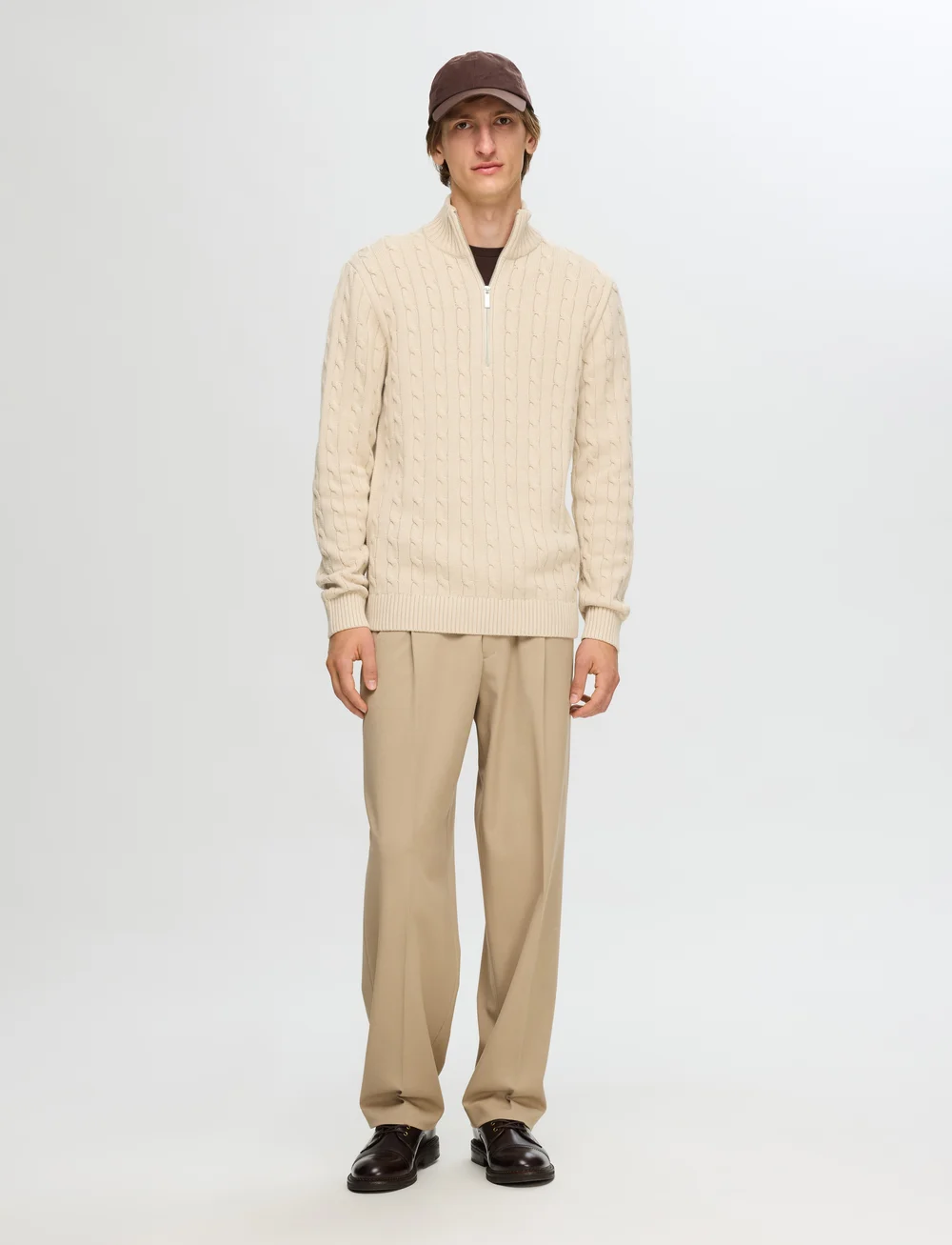 Selected - SLHRYAN STRUCTURE HALF ZIP - halfzip strik - oatmeal - 5