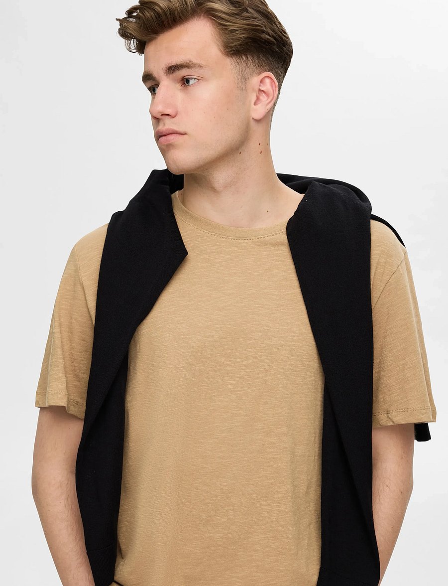 Selected - SLHASPEN SLUB SS O-NECK TEE NOOS - t-shirts à manches courtes - kelp - 5