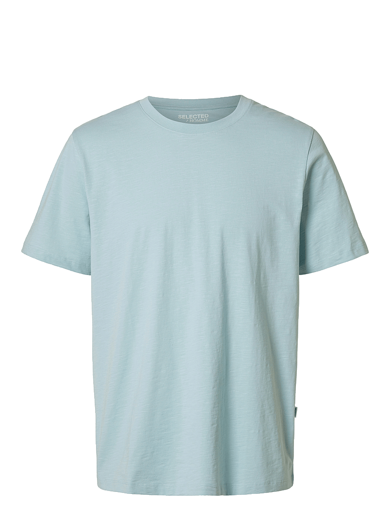 Selected - SLHASPEN SLUB SS O-NECK TEE NOOS - kurzärmelig - winter sky - 1