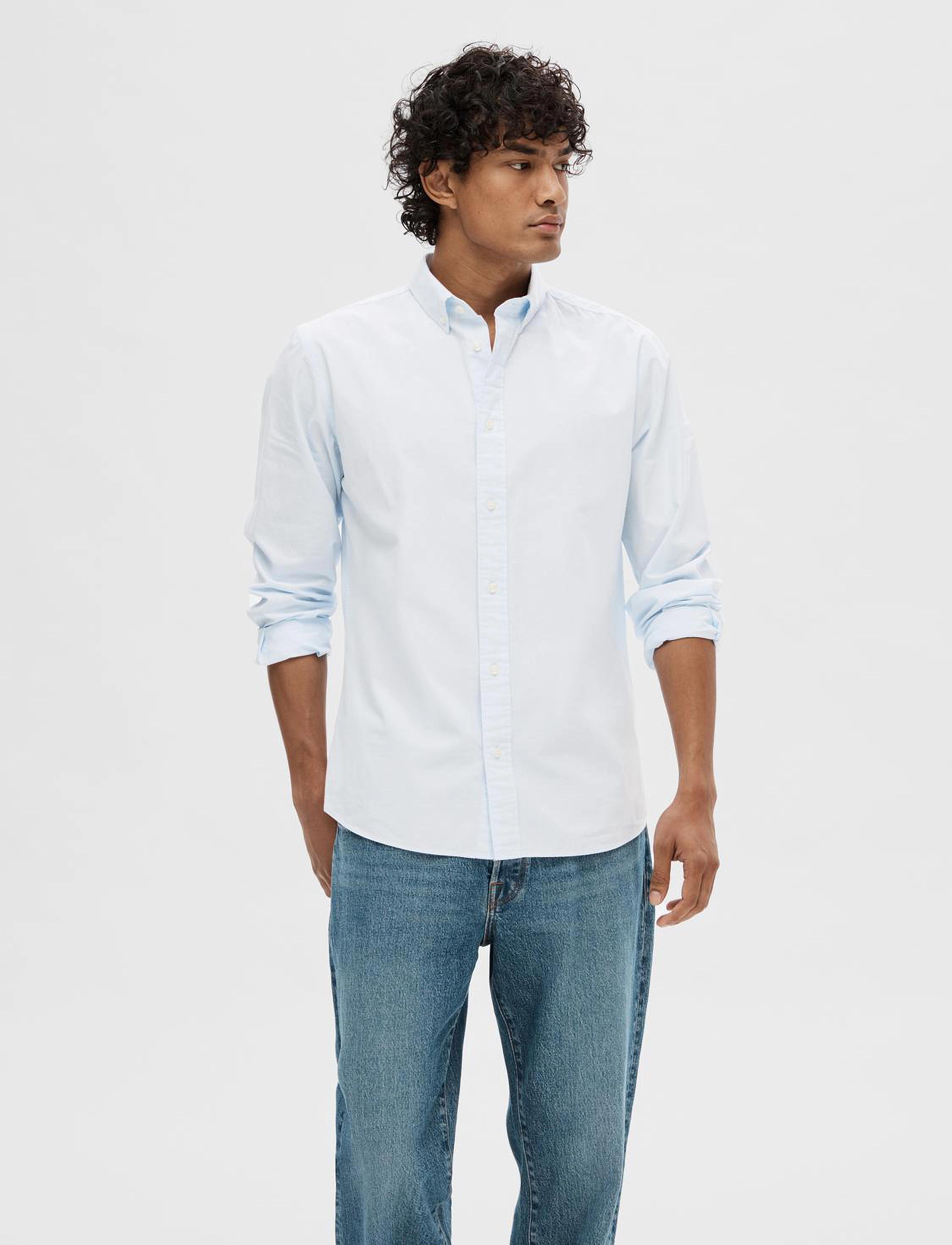 Selected - SLHSLIMRICK-POPLIN SHIRT LS NOOS - light blue - 3