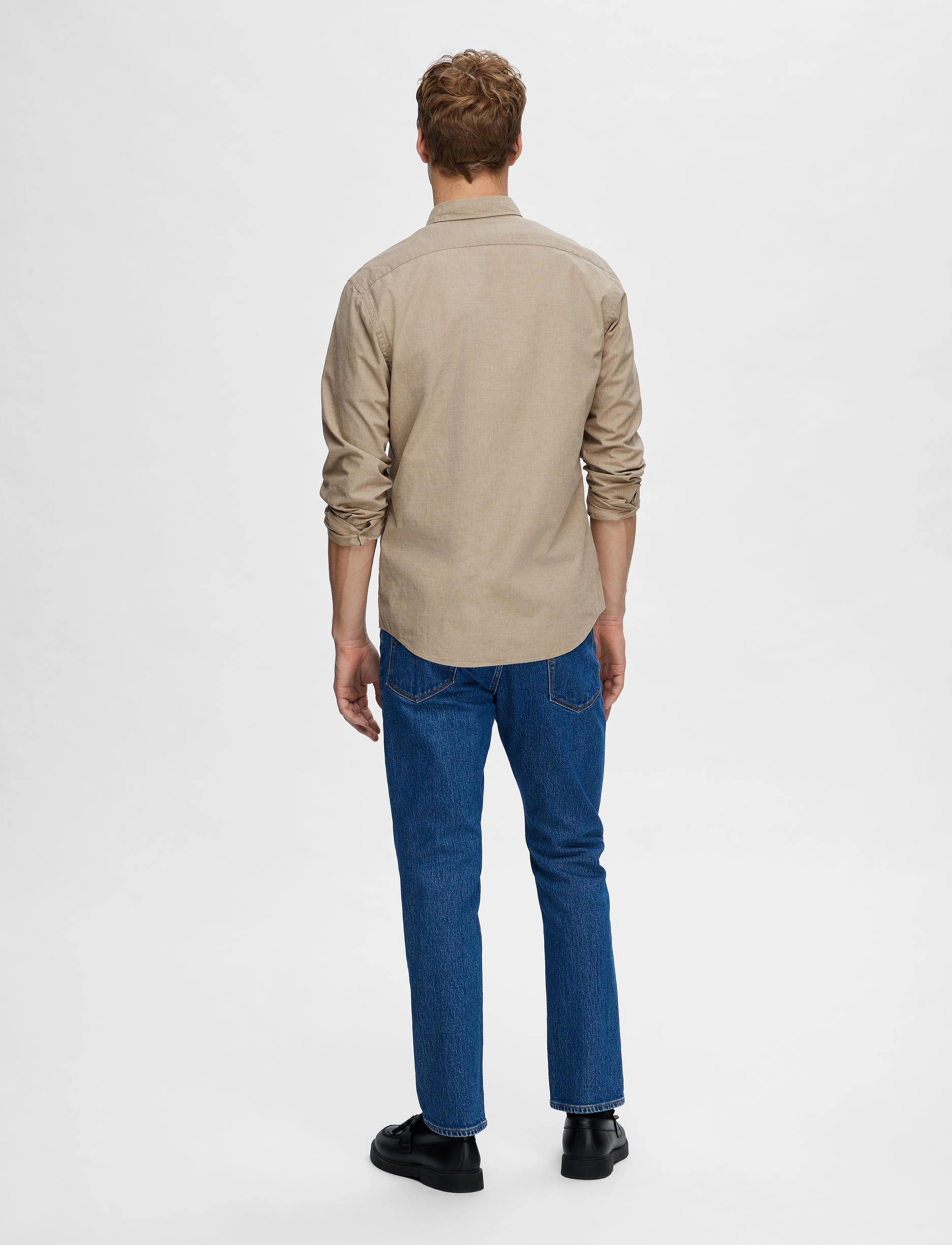 Selected - SLHSLIMRICK-POPLIN SHIRT LS NOOS - morel - 3