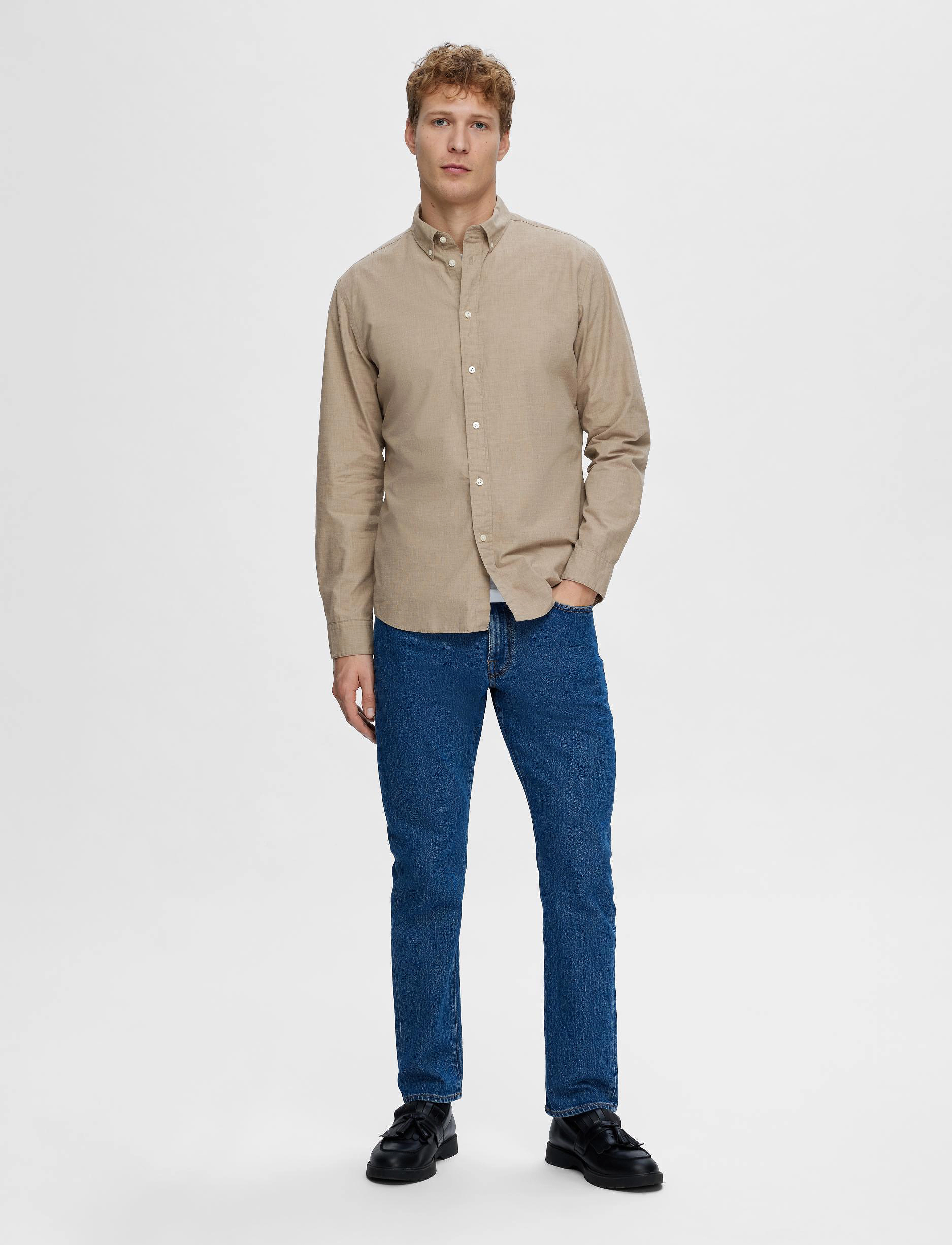 Selected - SLHSLIMRICK-POPLIN SHIRT LS NOOS - morel - 5