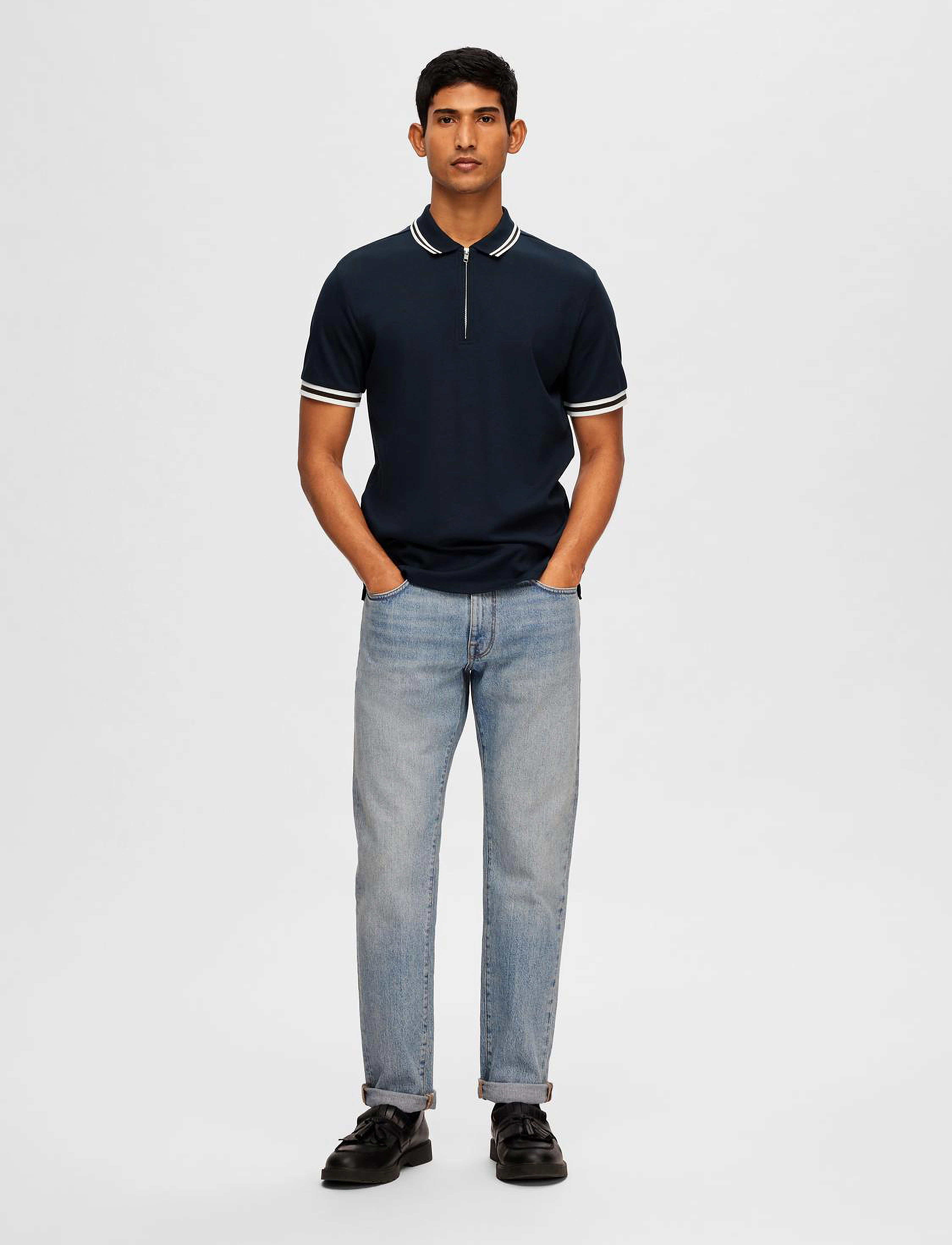 Selected - SLHSLIM-TOULOUSE DETAIL SS POLO NOOS - sky captain - 4