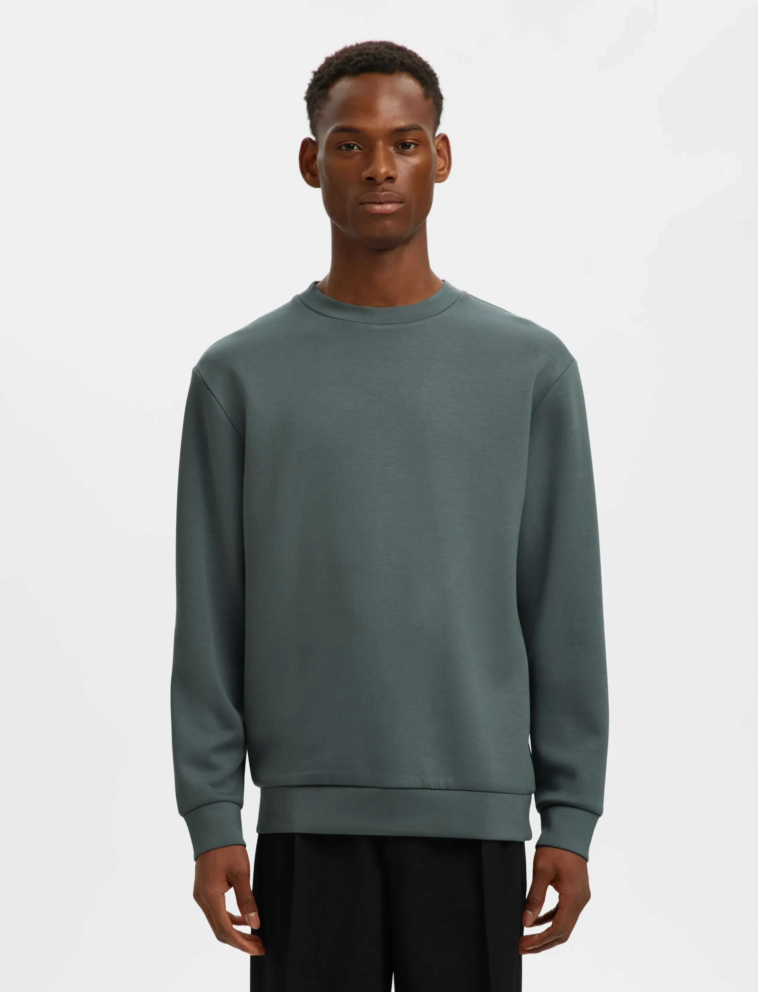 Selected SLMEMANUEL SOFT CREW NECK SWEAT NOOS - Sweatshirts - BALSAM GREEN / green