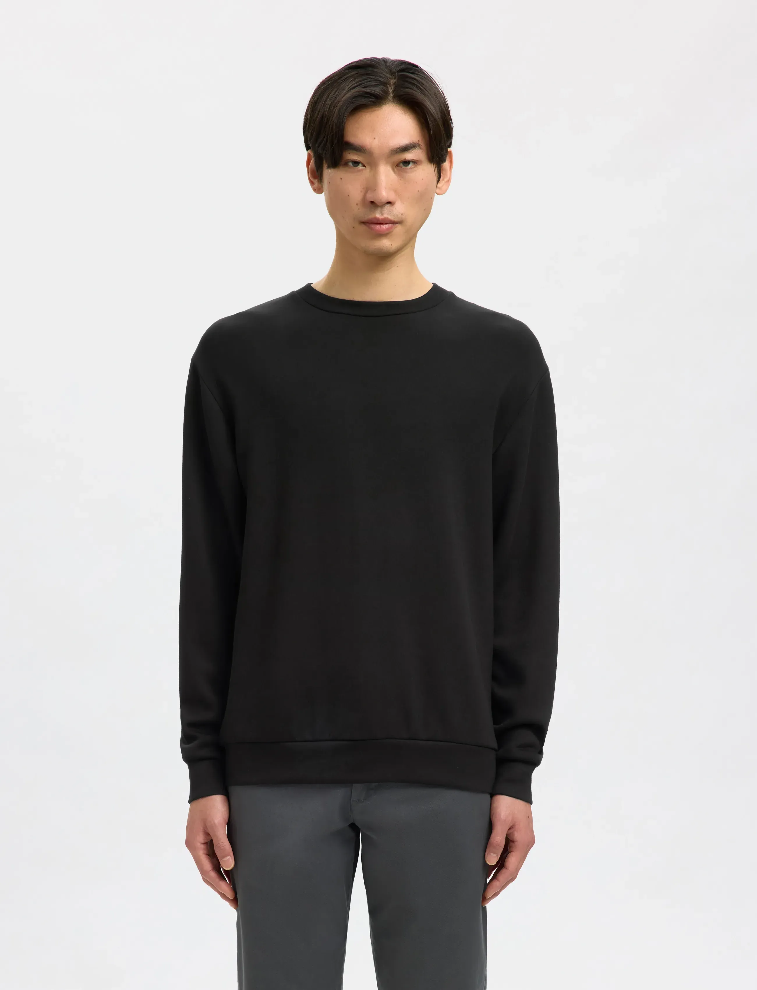 Selected SLMEMANUEL SOFT CREW NECK SWEAT NOOS - Sweatshirts - BLACK / black