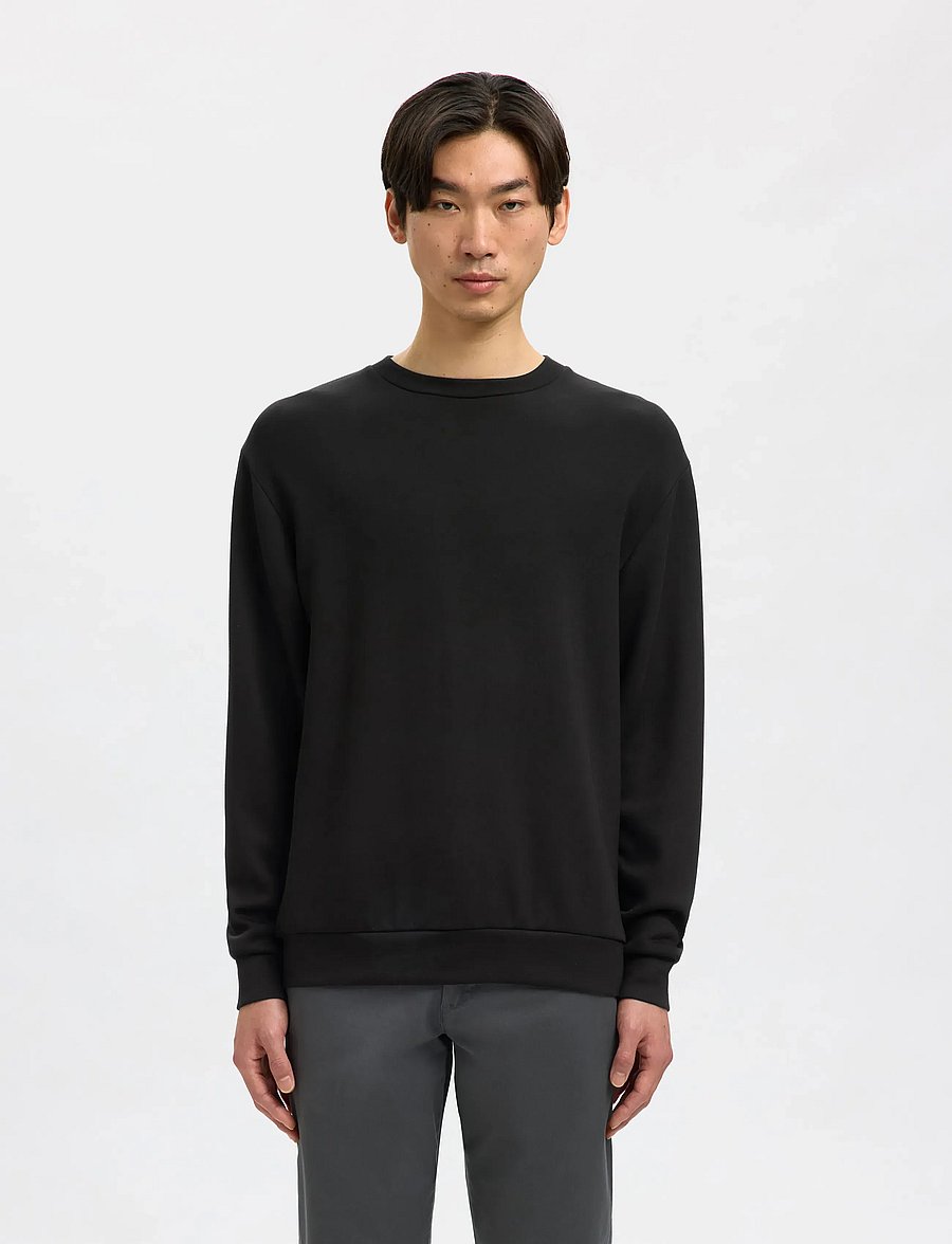 Selected - SLHEMANUEL SOFT CREW NECK SWEAT NOOS - nach anlass kaufen - black - 0