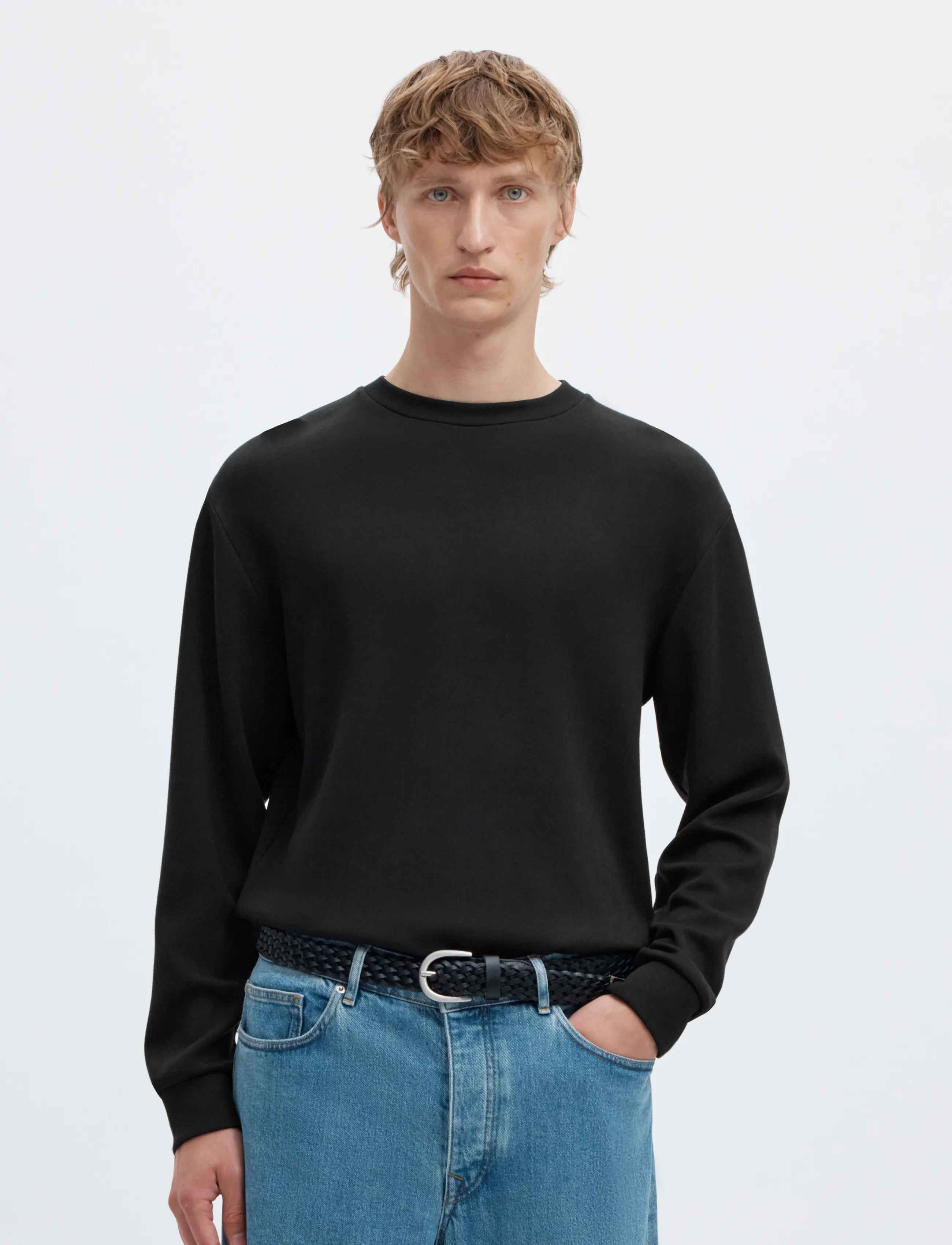 Selected SLMEMANUEL SOFT CREW NECK SWEAT NOOS - Kleidung - BLACK / black