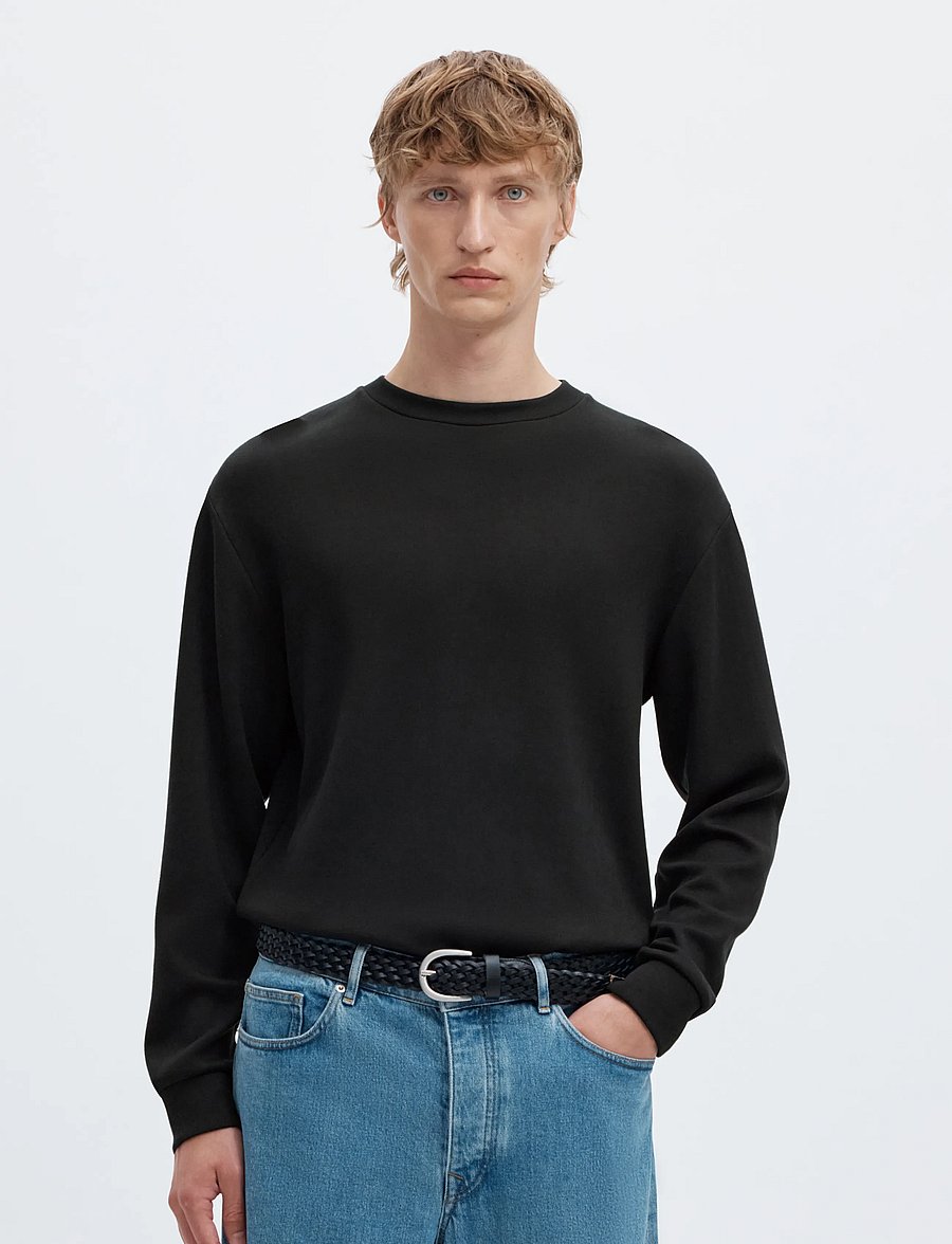 Selected - SLMEMANUEL SOFT CREW NECK SWEAT NOOS - shoppa efter tillfälle - black - 0