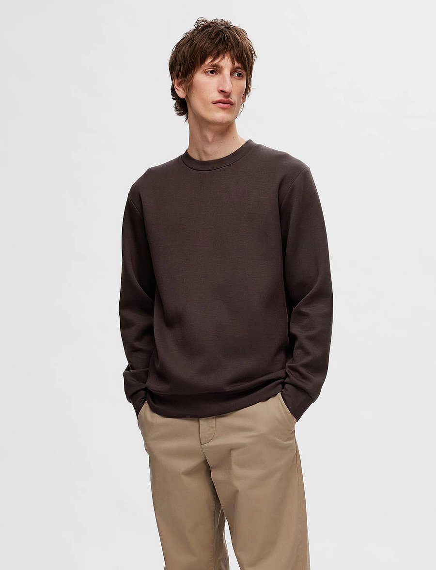 Selected - SLHEMANUEL SOFT CREW NECK SWEAT NOOS - prekės kiekvienai progai - chocolate torte - 0