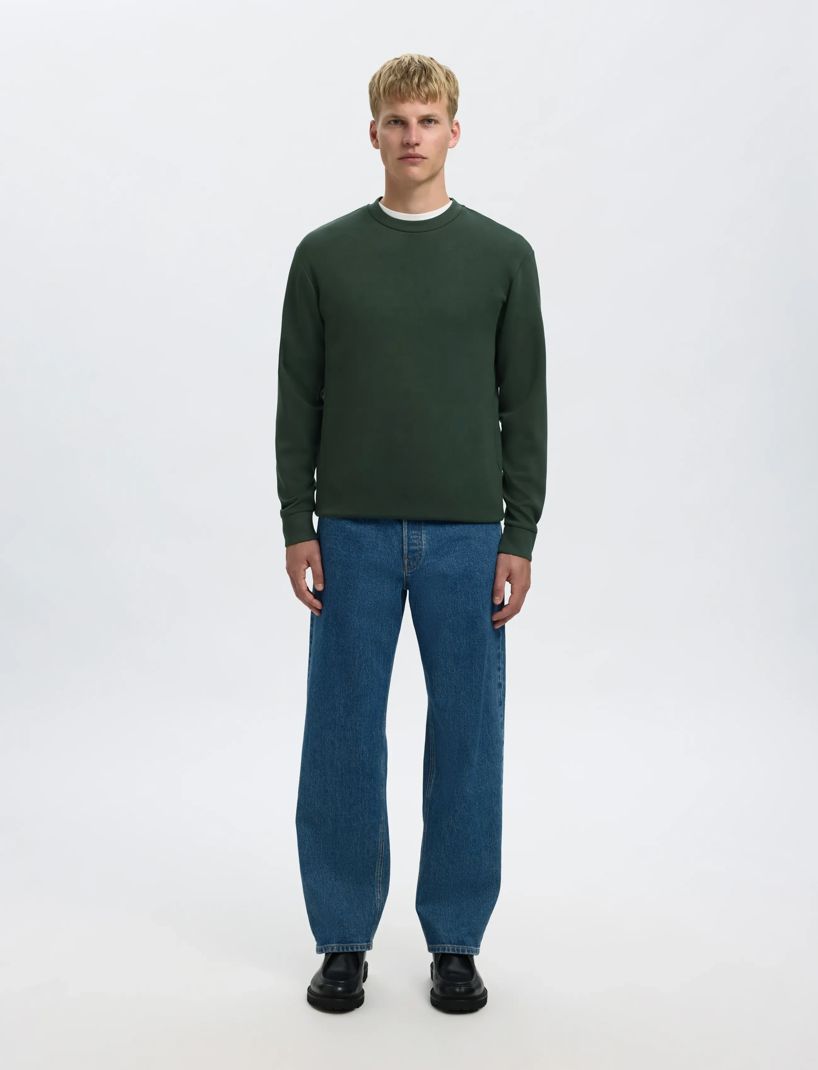 Selected - SLHEMANUEL SOFT CREW NECK SWEAT NOOS - osta olukorra järgi - deep forest - 4