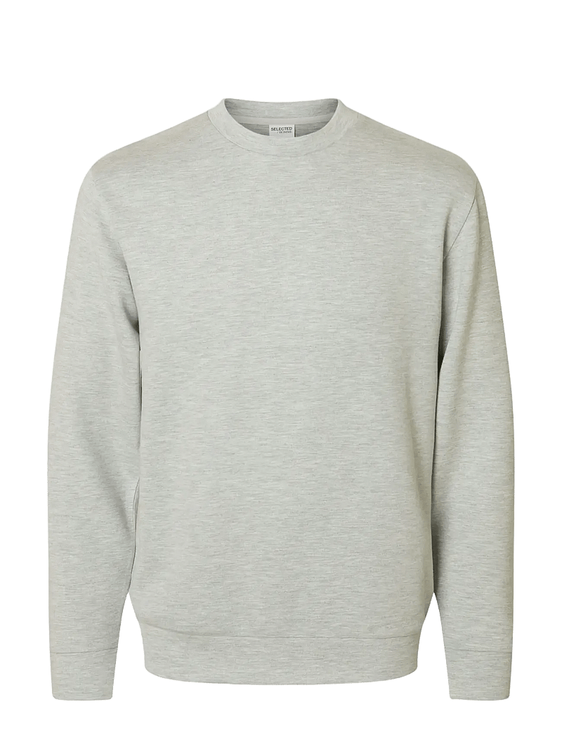 Selected - SLMEMANUEL SOFT CREW NECK SWEAT NOOS - kollektioner - light grey melange - 1