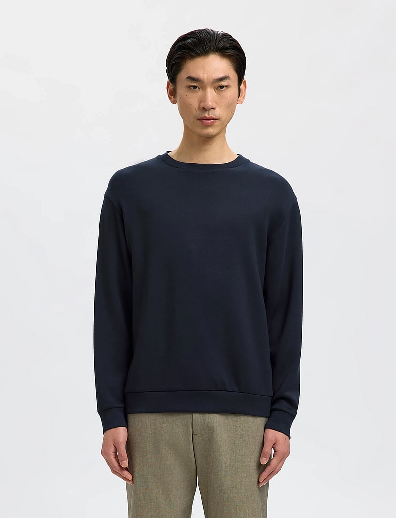 Selected - SLMEMANUEL SOFT CREW NECK SWEAT NOOS - kollektioner - sky captain - 0