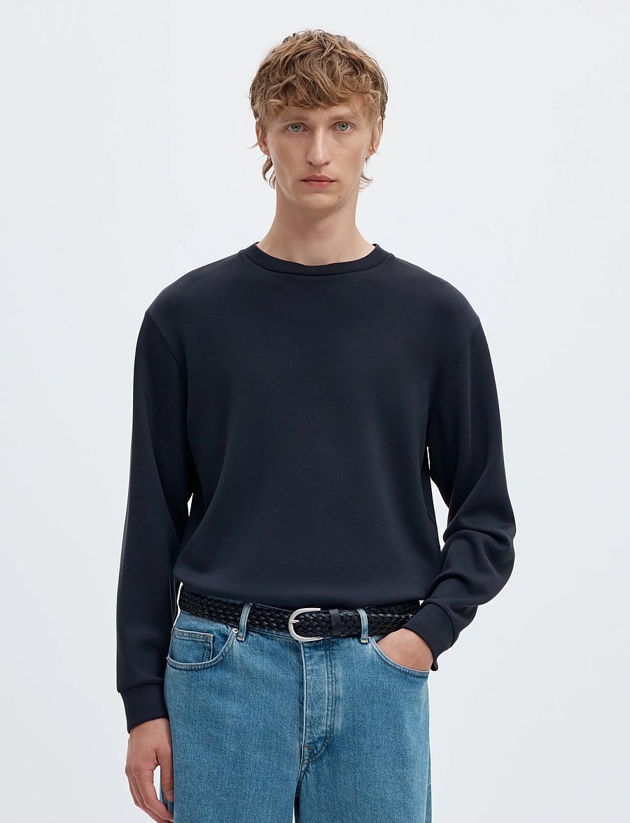Selected - SLMEMANUEL SOFT CREW NECK SWEAT NOOS - shoppa efter tillfälle - sky captain - 0