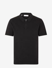 SLHFLORENCE SS KNIT ZIP POLO EX - BLACK