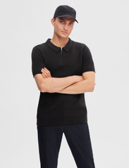 Selected Homme - SLHFLORENCE SS KNIT ZIP POLO EX - heren - black - 5