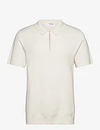 SLHFLORENCE SS KNIT ZIP POLO EX - EGRET