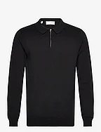 SLHFLORENCE LS KNIT ZIP POLO EX - BLACK