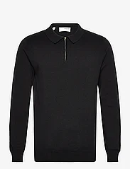 Selected Homme - SLHFLORENCE LS KNIT ZIP POLO EX - trikotažiniai polo marškinėliai - black - 0