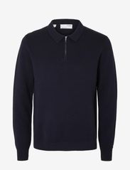 Selected Homme - SLHFLORENCE LS KNIT ZIP POLO EX - strikkede poloer - dark sapphire - 0