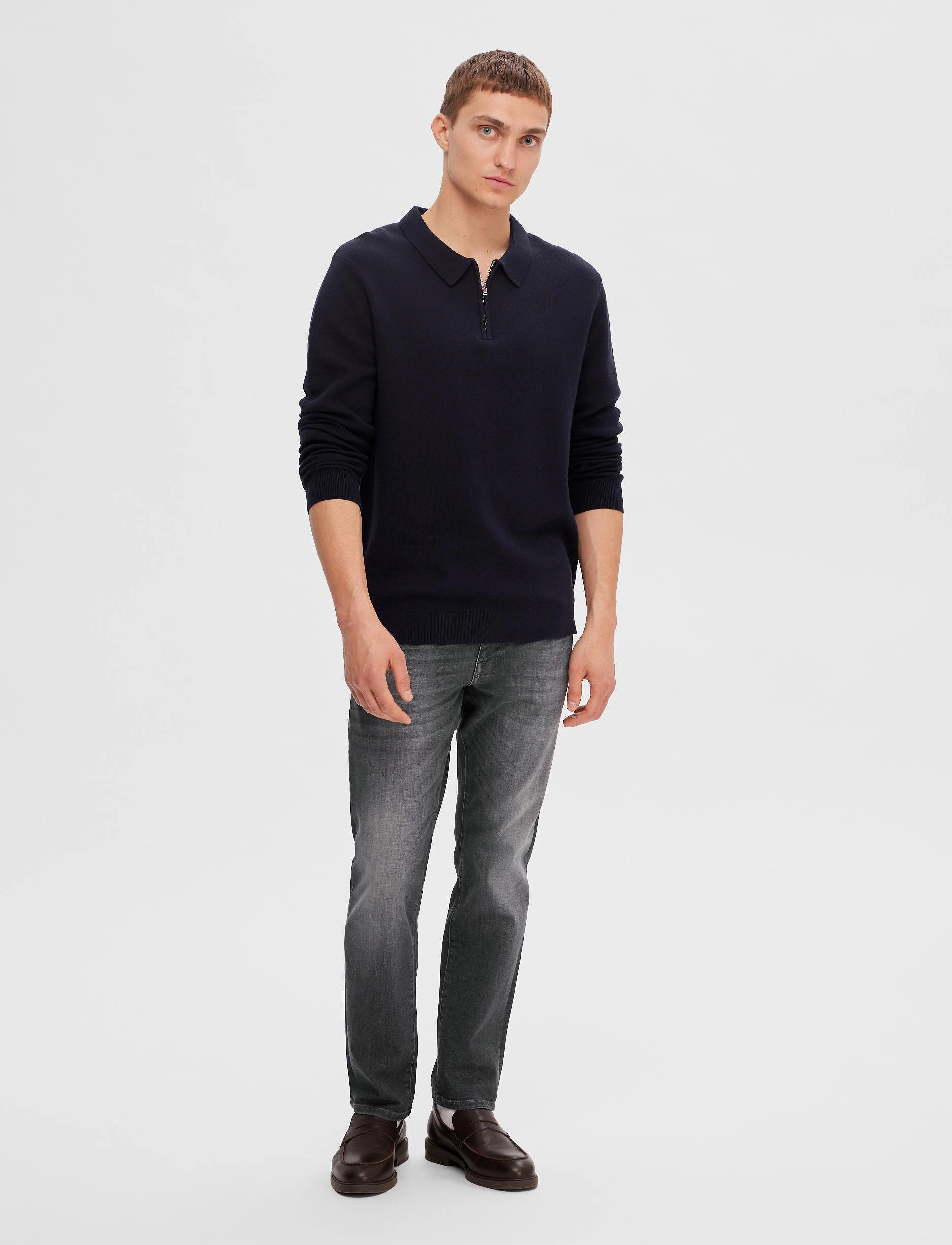 Selected - SLHFLORENCE LS KNIT ZIP POLO EX - dark sapphire - 3