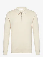 SLHFLORENCE LS KNIT ZIP POLO EX - OATMEAL