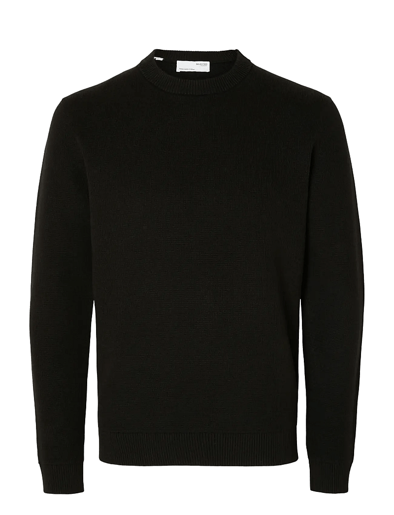 Selected - SLMDANE LS KNIT STRUCTURE CREW NECK NOOS - rund hals - black - 1