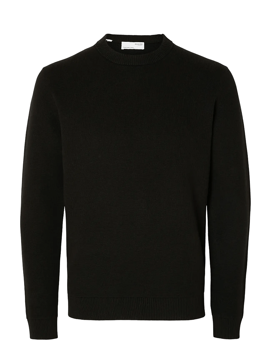 Selected - SLMDANE LS KNIT STRUCTURE CREW NECK NOOS - rundhals - black - 1