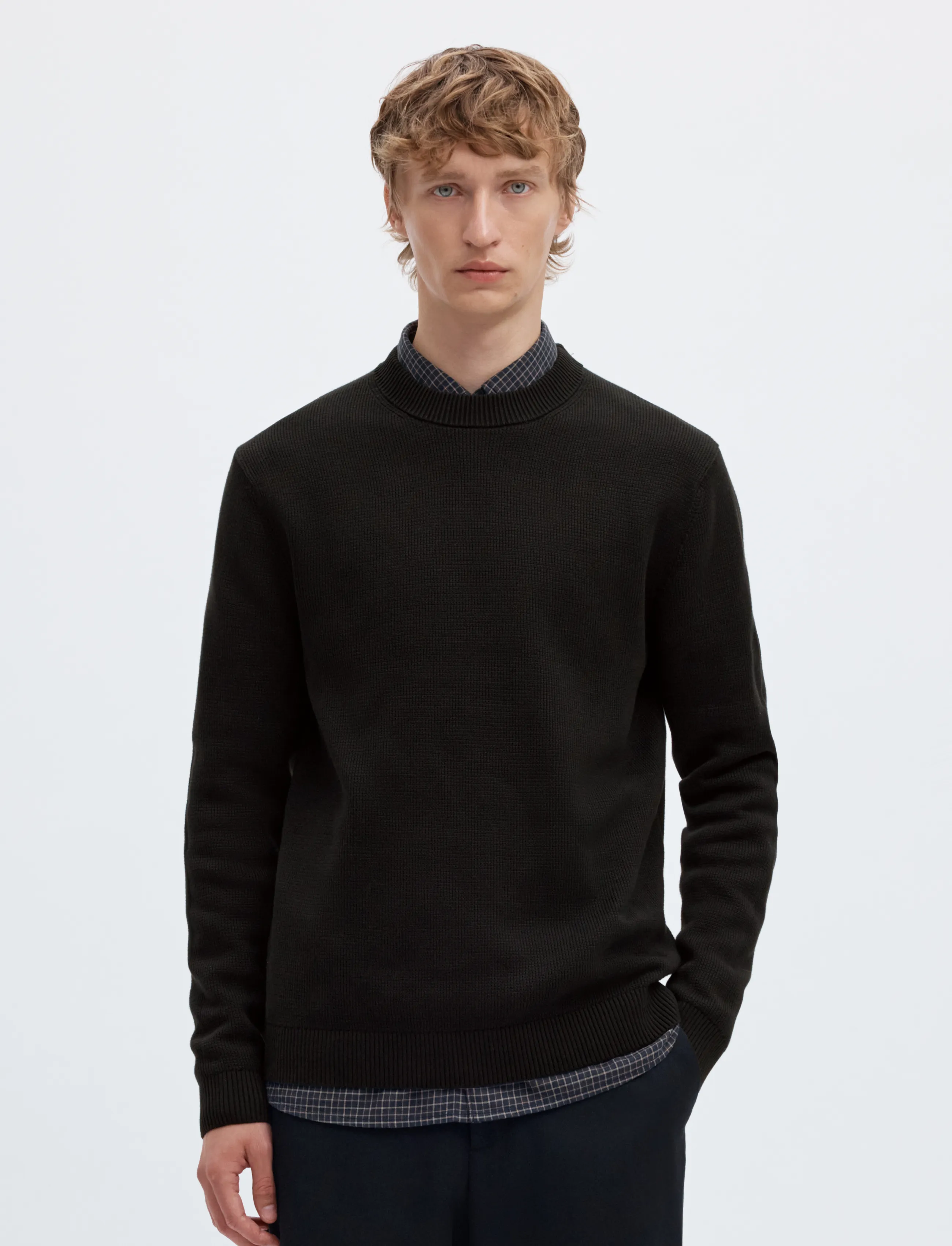 Selected Men Slhdane Ls Knit Structure Crew Neck Stickade tröjor herr – bild 5