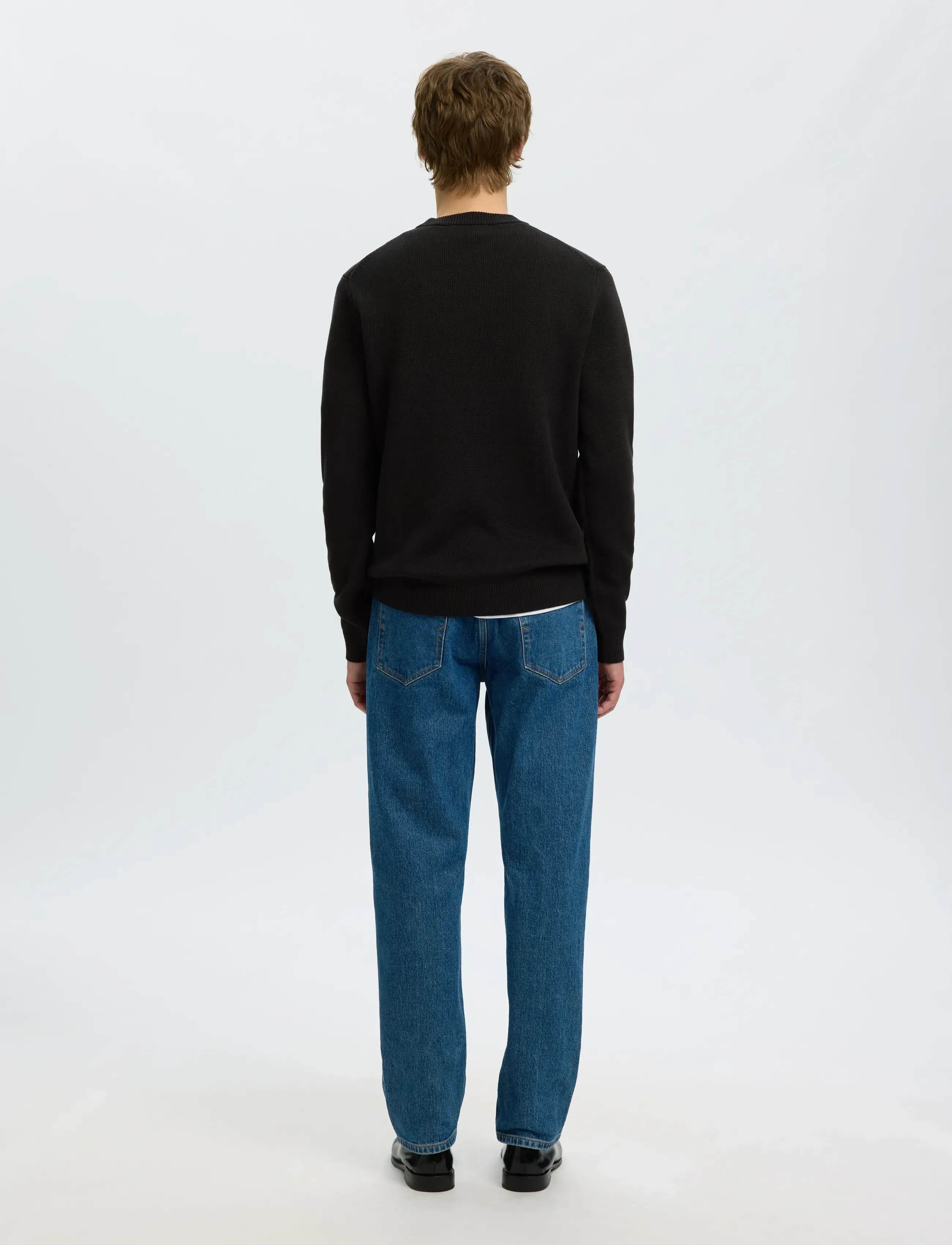 Selected - SLMDANE LS KNIT STRUCTURE CREW NECK NOOS - rundhals - black - 3