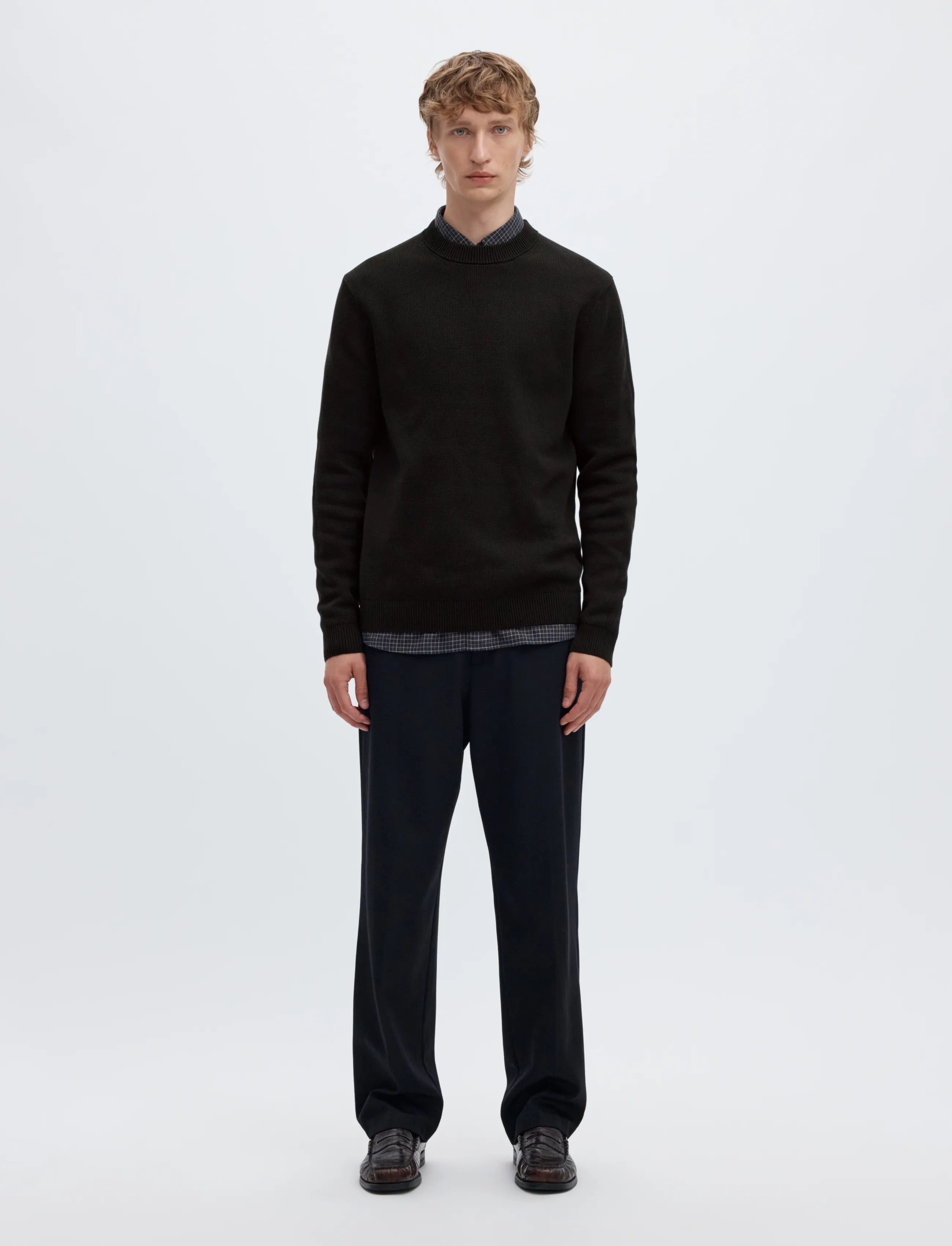 Selected Men Slhdane Ls Knit Structure Crew Neck Stickade tröjor herr – bild 7