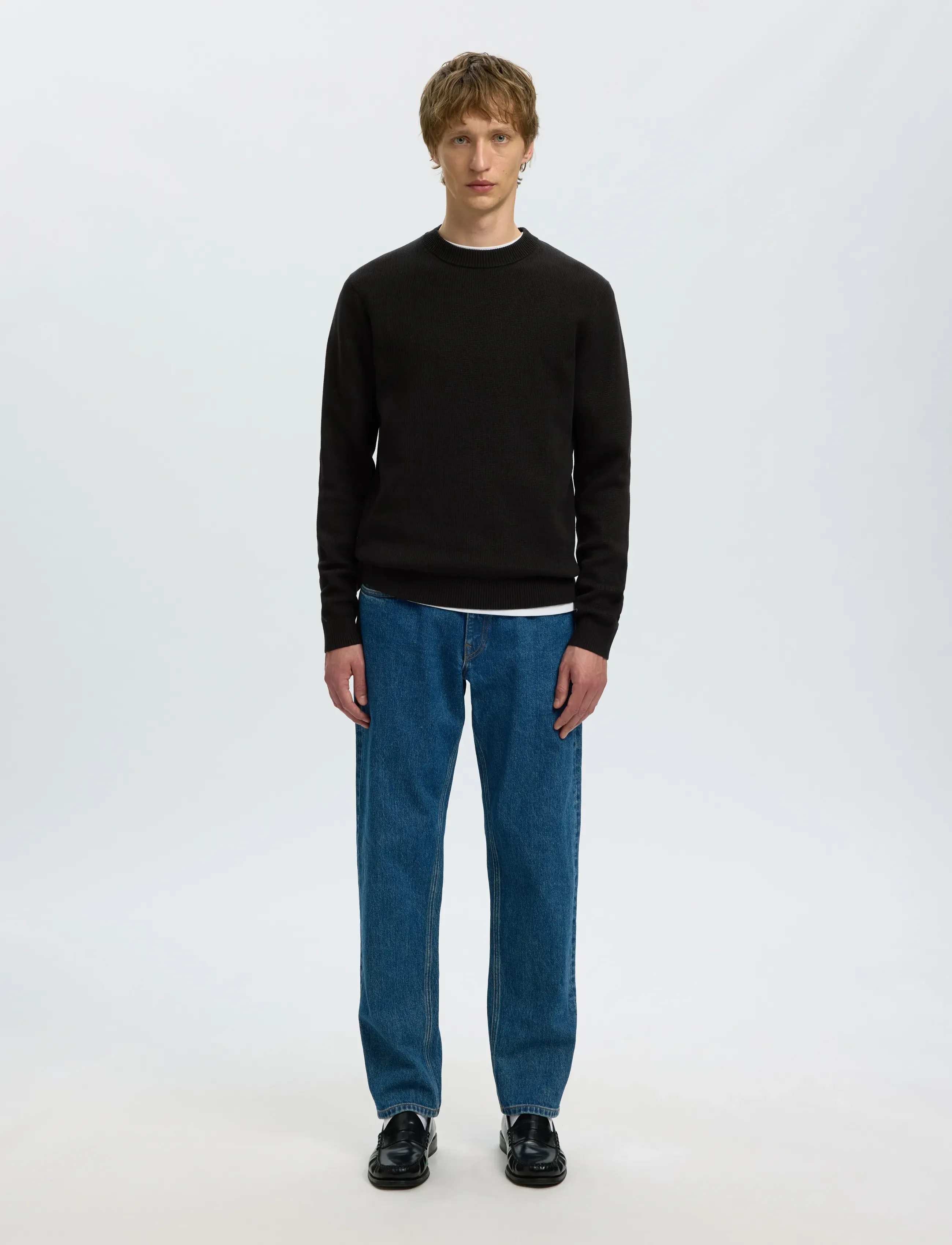 Selected - SLMDANE LS KNIT STRUCTURE CREW NECK NOOS - rundhals - black - 4