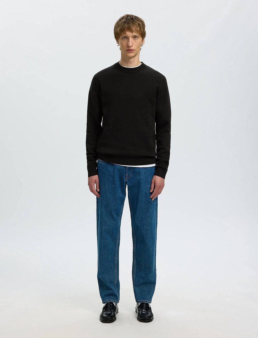 Selected - SLMDANE LS KNIT STRUCTURE CREW NECK NOOS - rundhals - black - 4
