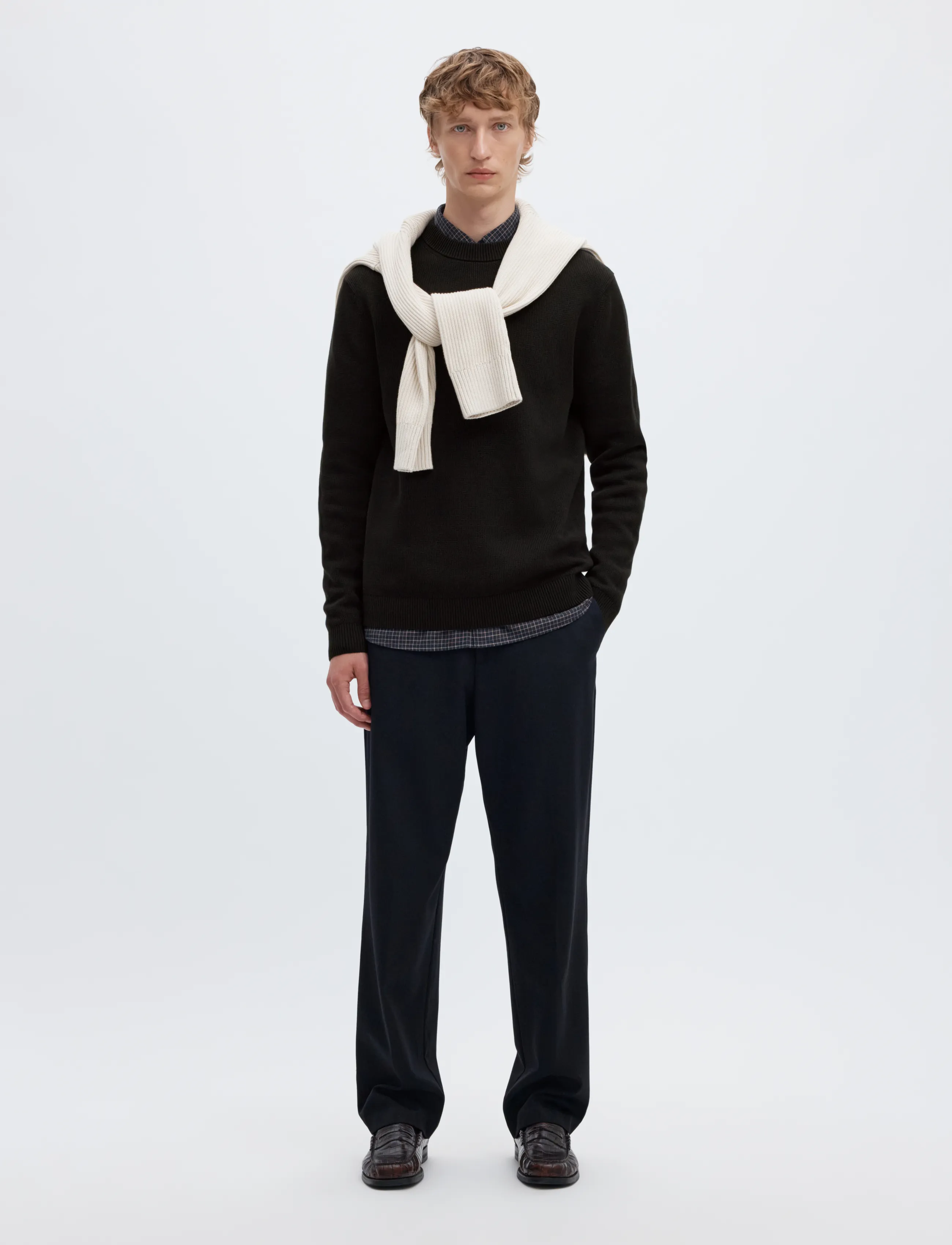Selected Men Slhdane Ls Knit Structure Crew Neck Stickade tröjor herr – bild 9