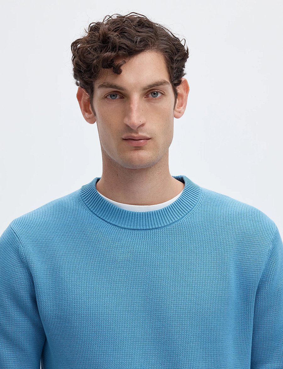 Selected - SLMDANE LS KNIT STRUCTURE CREW NECK NOOS - rund hals - blissful blue - 4