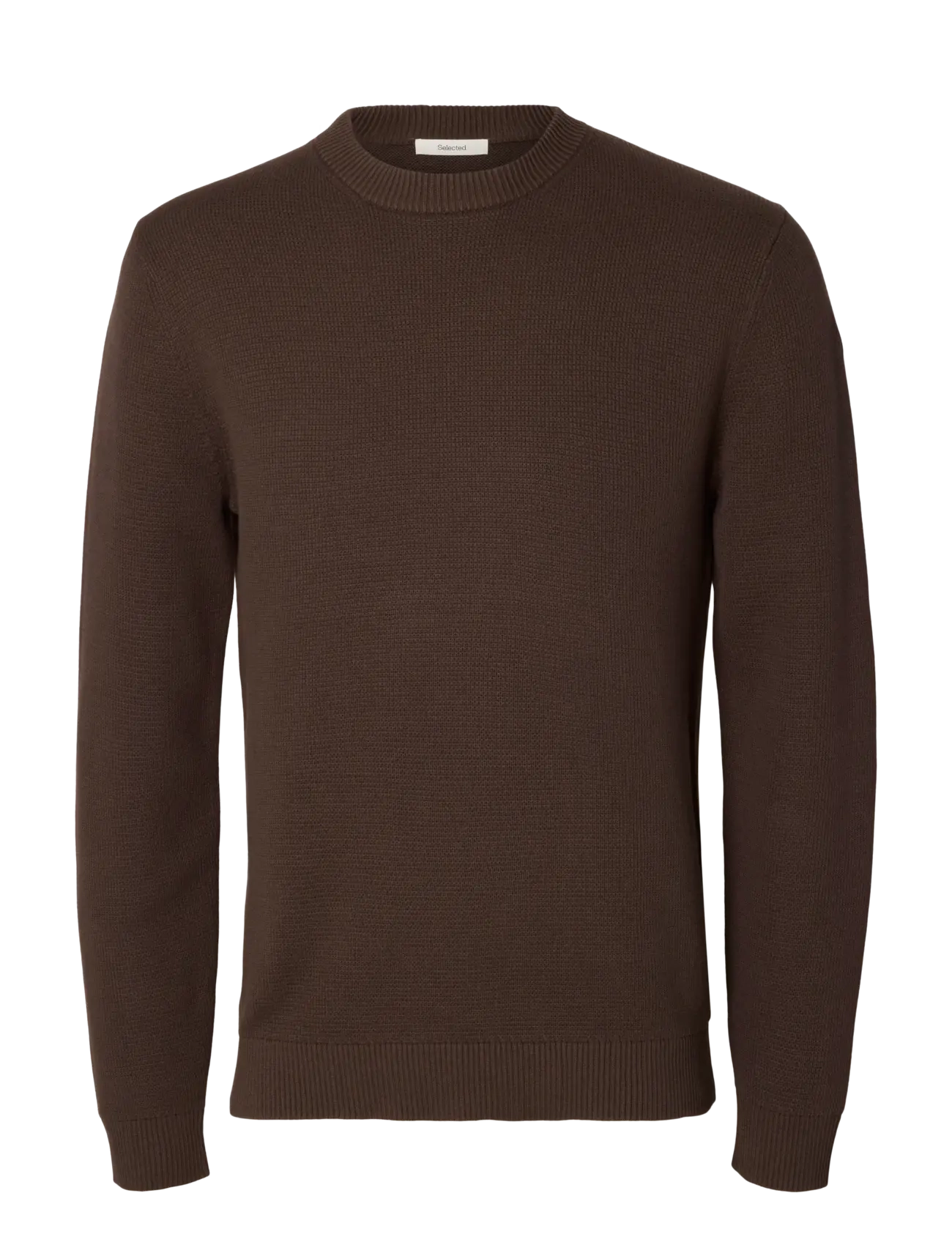 Selected SLMDANE LS KNIT STRUCTURE CREW NECK NOOS - Basic-Strickmode - BRACKEN / brown