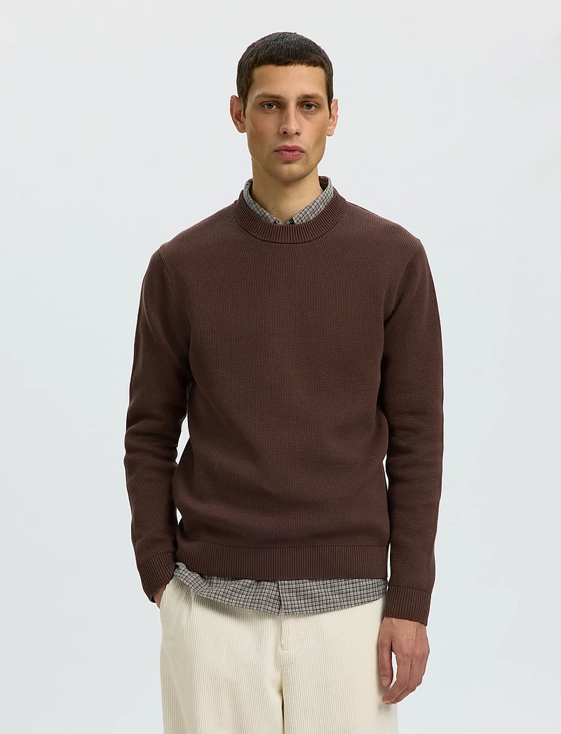 Selected - SLMDANE LS KNIT STRUCTURE CREW NECK NOOS - rund hals - bracken - 0