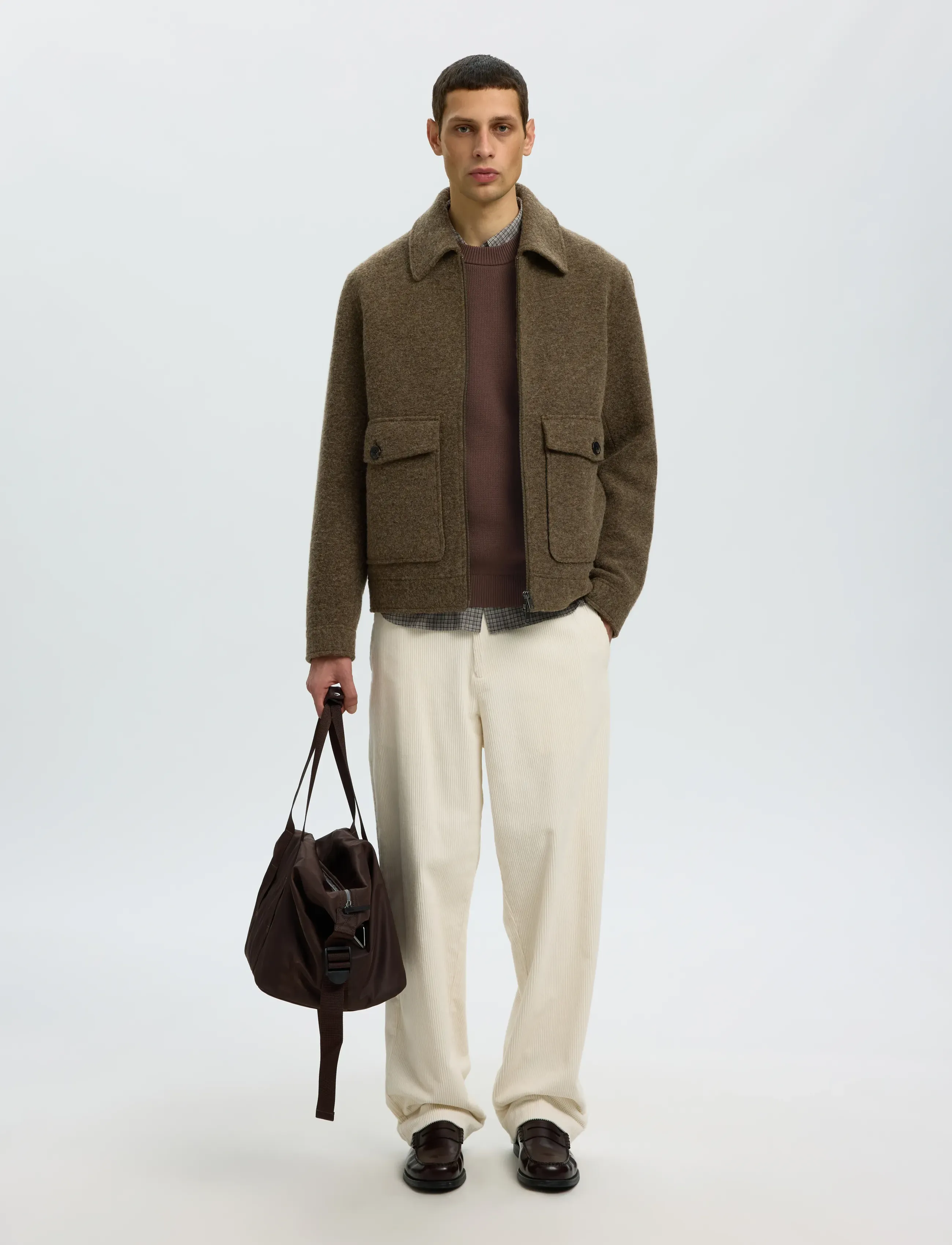 Selected - SLMDANE LS KNIT STRUCTURE CREW NECK NOOS - round necks - bracken - 5