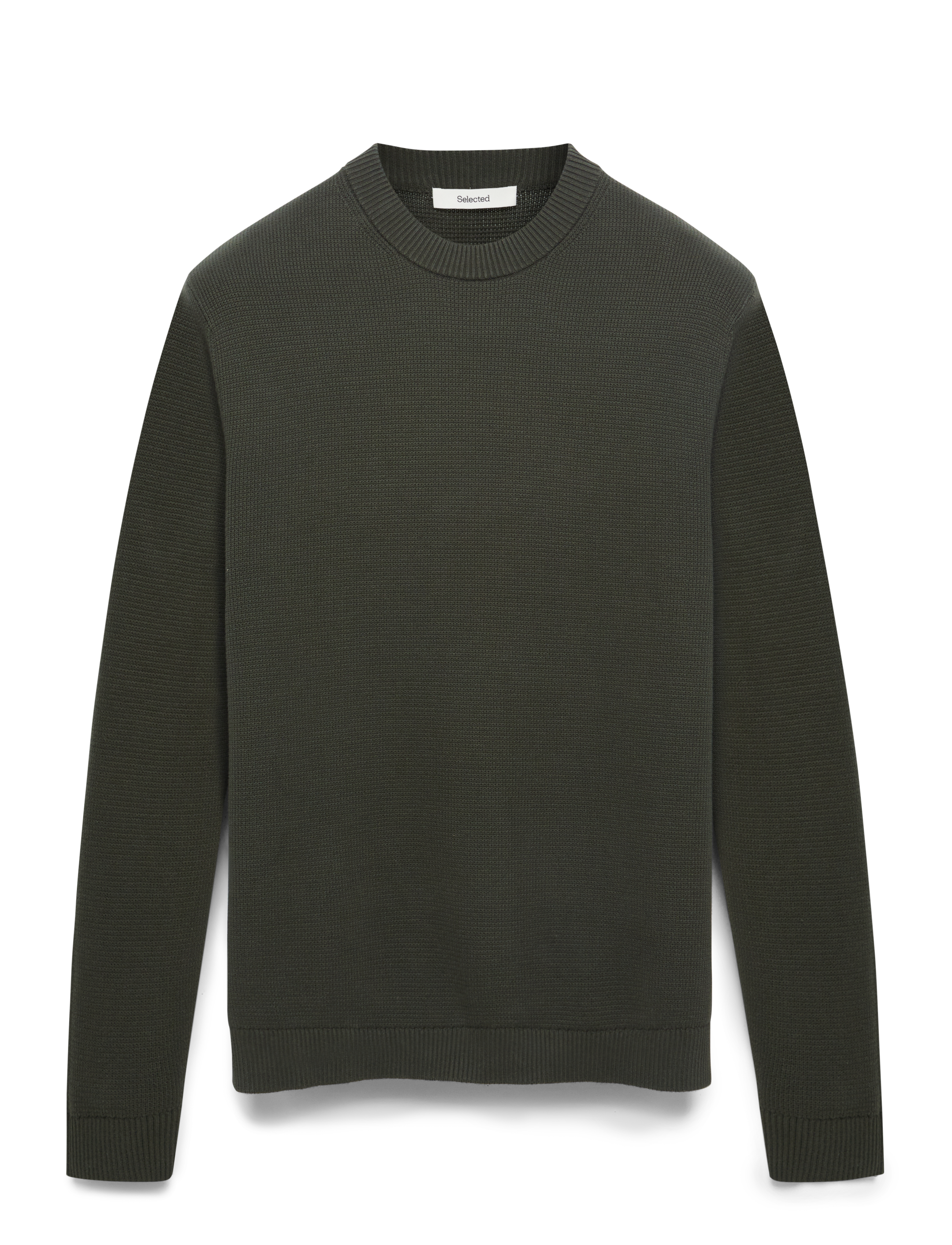 Selected SLMDANE LS KNIT STRUCTURE CREW NECK NOOS - Strickmode - DEEP FOREST / green