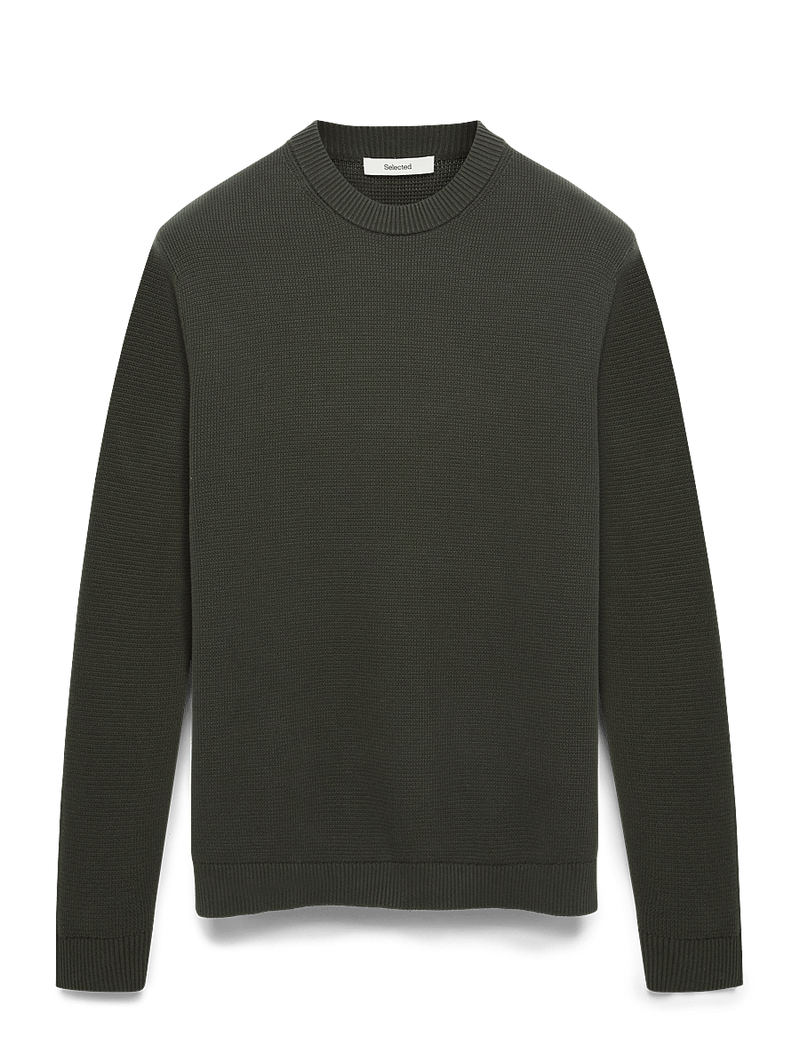 Selected - SLMDANE LS KNIT STRUCTURE CREW NECK NOOS - rundhals - deep forest - 1
