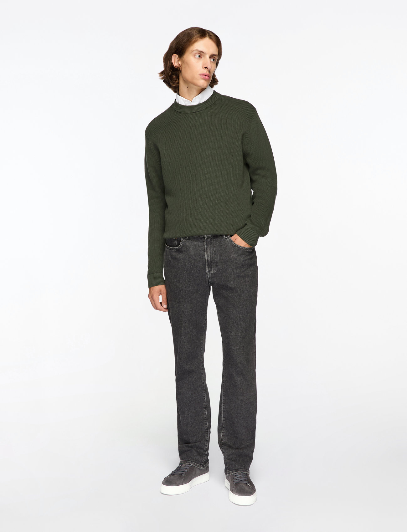 Selected - SLMDANE LS KNIT STRUCTURE CREW NECK NOOS - rund hals - deep forest - 2