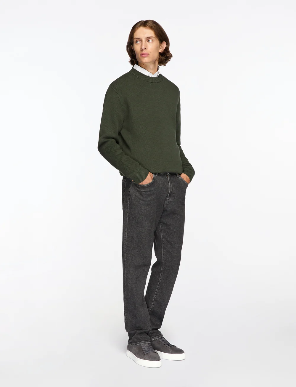Selected - SLHDANE LS KNIT STRUCTURE CREW NECK NOOS - round necks - deep forest - 3